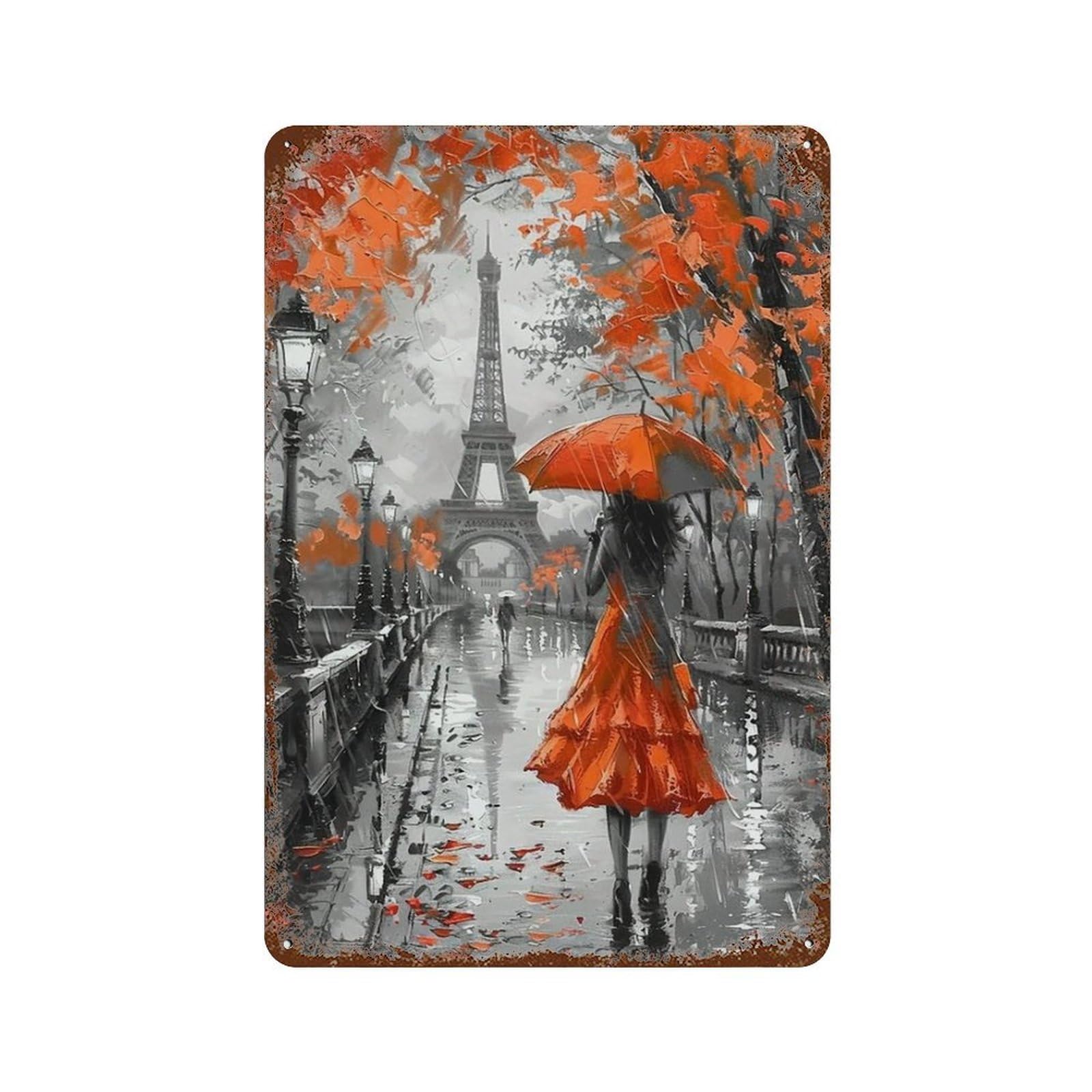 HDURYEYRYY Scarlet Lady Under Paris Autumn Sky 03 Wall Retro Iron Vintage Art Metal Tin Sign Poster Modern Home Cofffee Club Art Bar Shop Decor Style 30x20cm