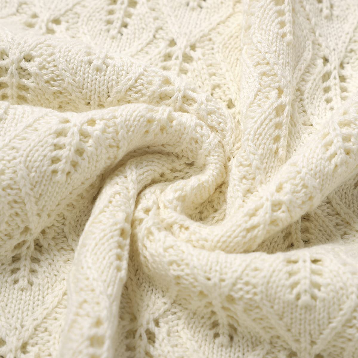 mimixiong Coperta in 100% cotone lavorato a maglia cellulare, per neonati (avorio)