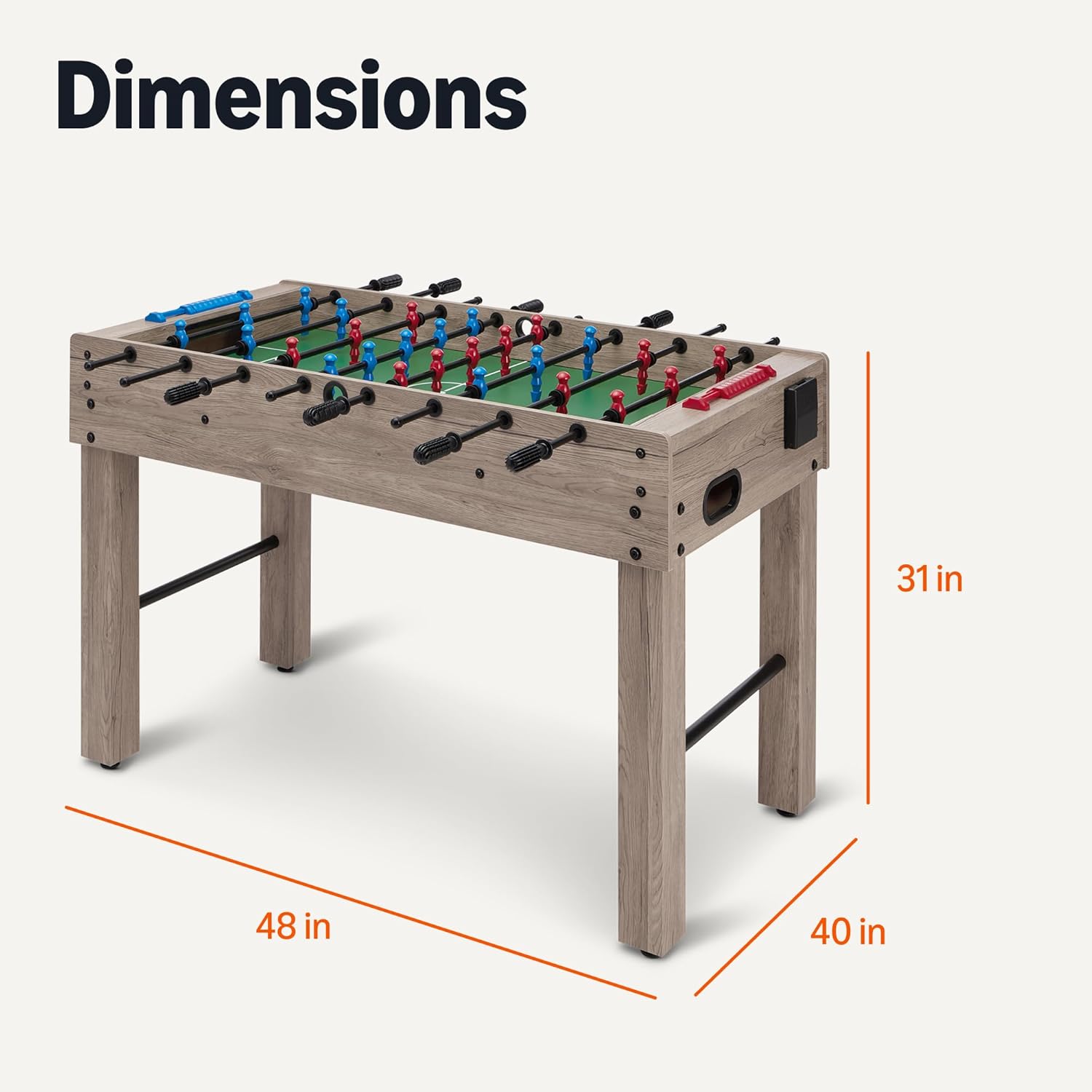 Amazon Basics 48-Inch Foosball Table Soccer Game Room Size with 4 Balls and 2 Cupholders, Oak