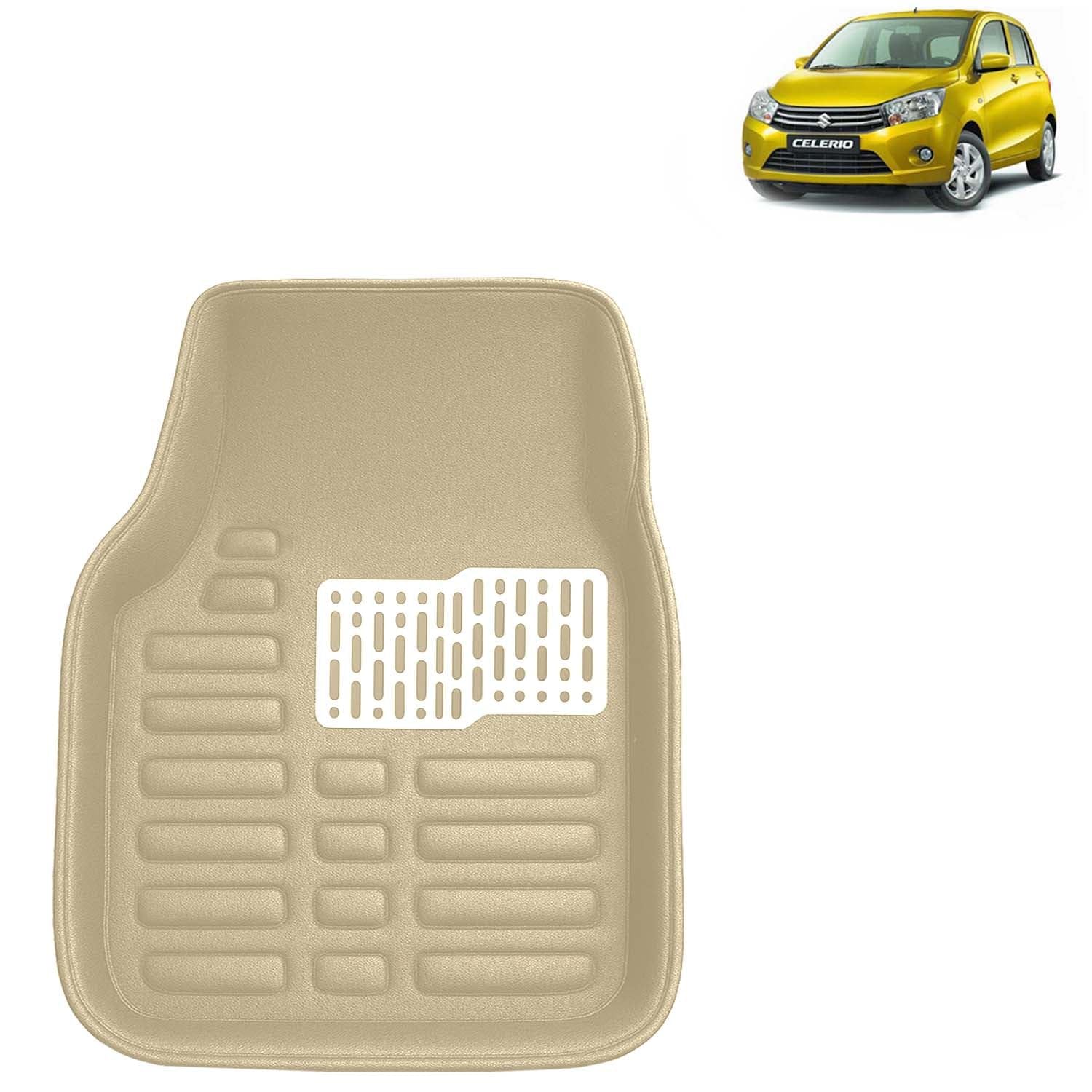 Kingsway Accessories Premium 4D Car Floor Mats Only Compatible with Maruti Suzuki Celerio Year 2014 to 2021 All Model, Set of 3 Pcs, 100% Waterproof Tray Shape PVC 4D Car Foot Mats, Beige