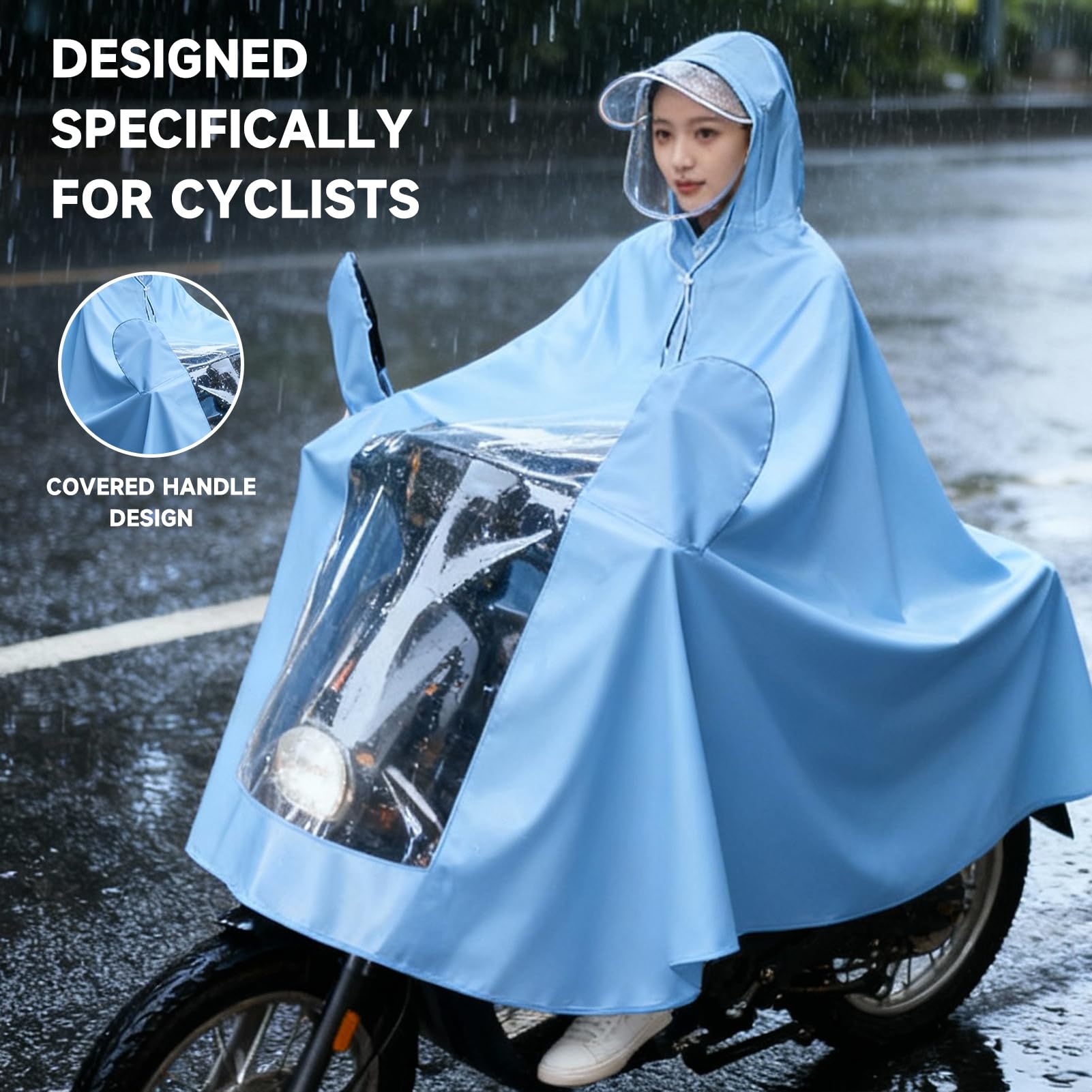 impermeable, material de PVC Ciclo eléctrico Rain Poncho Long Full Body Full Cycling Rain impermeable, para scooters eléctricos