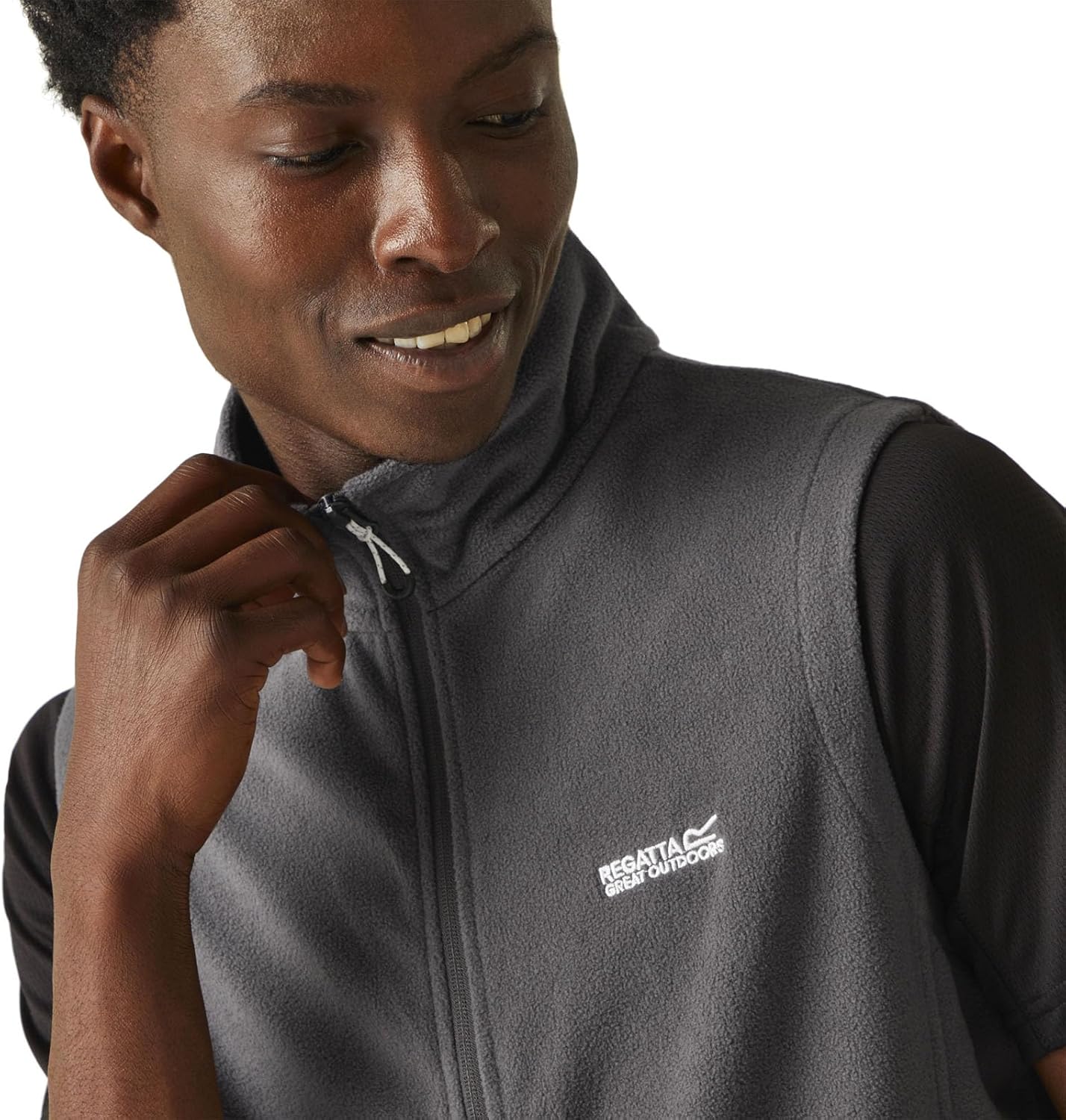Regatta Bodywarmer men, Gilet for men - Warm Fleece sleeveless Jacket - Outdoor & Hiking Polar Fleece zipper Vest - Full Zip - 2 lower pockets - M Iron Black