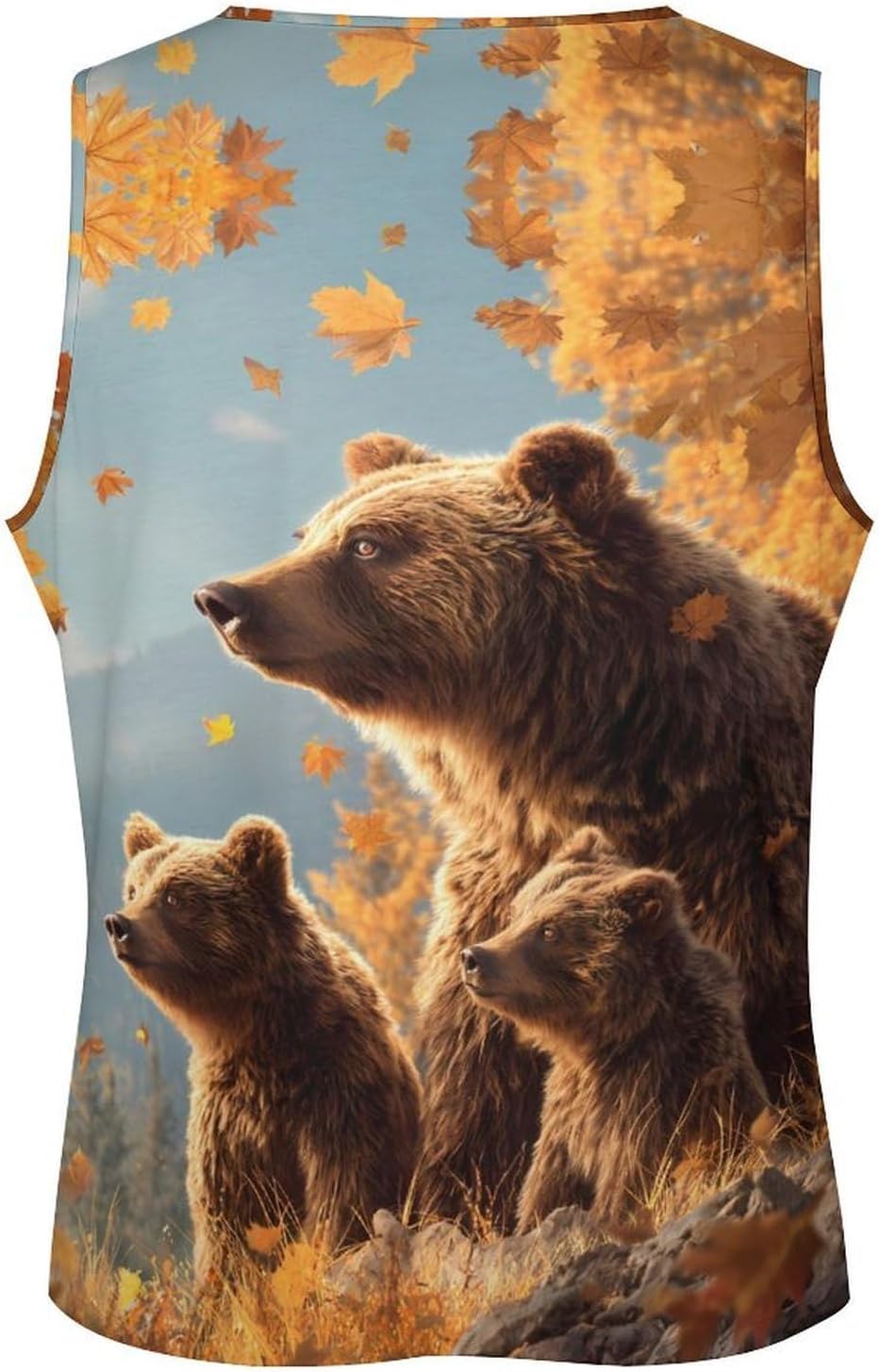 Bear Family Forests Men's Tank Tops Sleeveless Muscle T-Shirt | Print,Muscle Shirt,for Athletic Running Gym,Workout Shirts,Tee Shirts