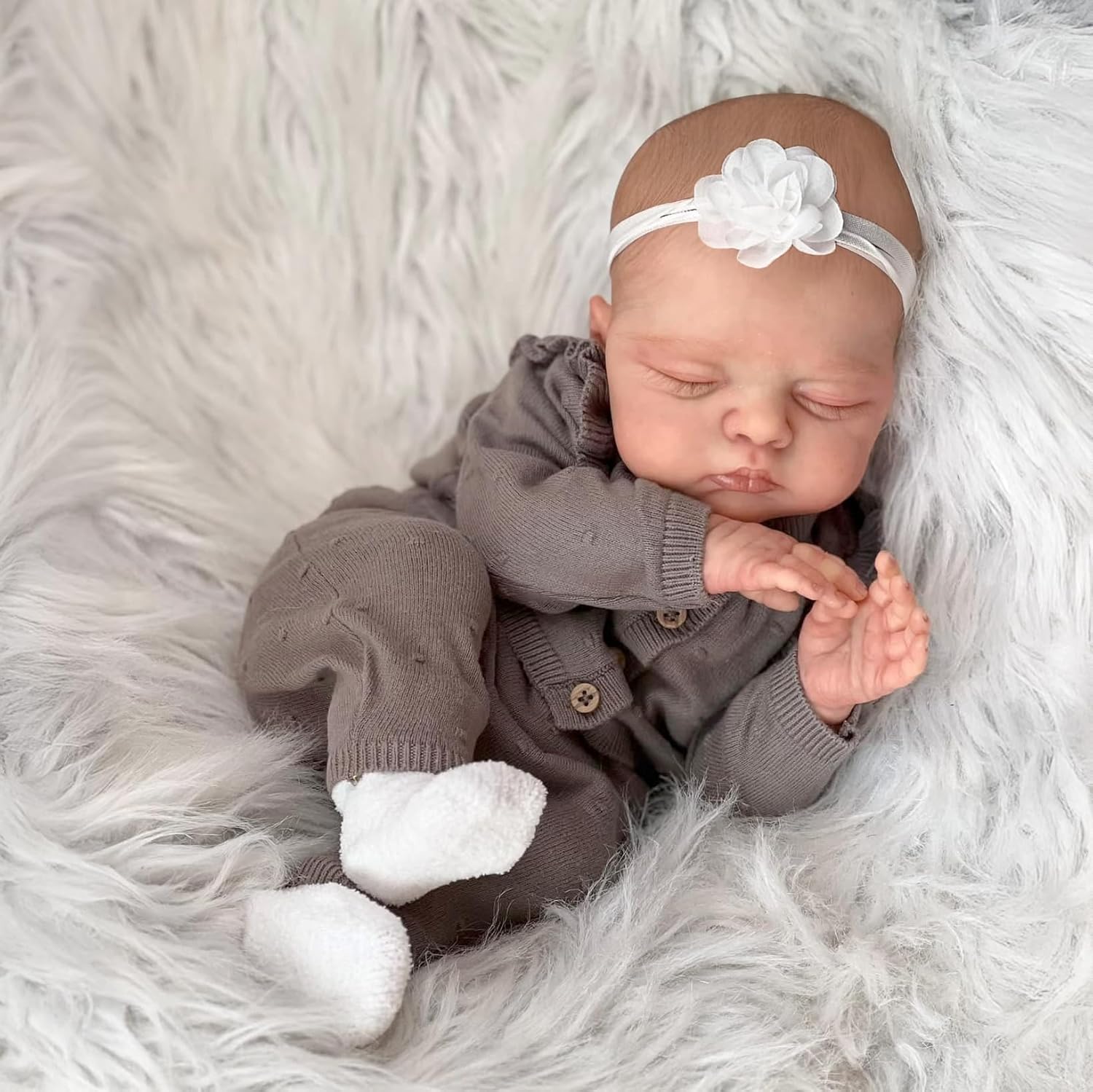 Real Life Reborn Bambola che dorme, 45,7 cm, realistica, in tessuto morbido, con capelli dipinti che sembrano realistici, con kit di alimentazione per bambini dai 3 anni in su