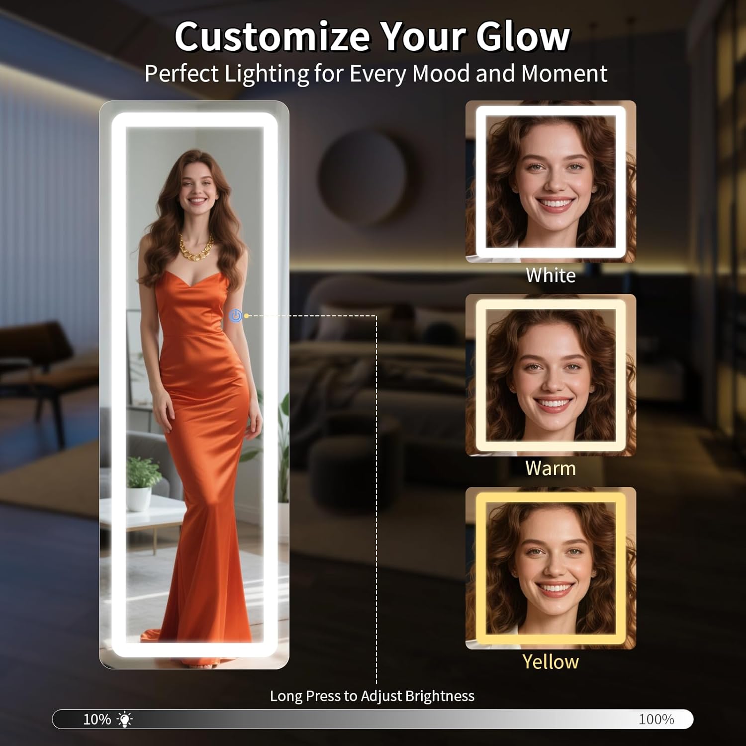 Koonmi Full Length Mirror Door Hanging with LED Lights 48x16 Koonmi Full Length Mirror Door Hanging with LED Lights 48x16