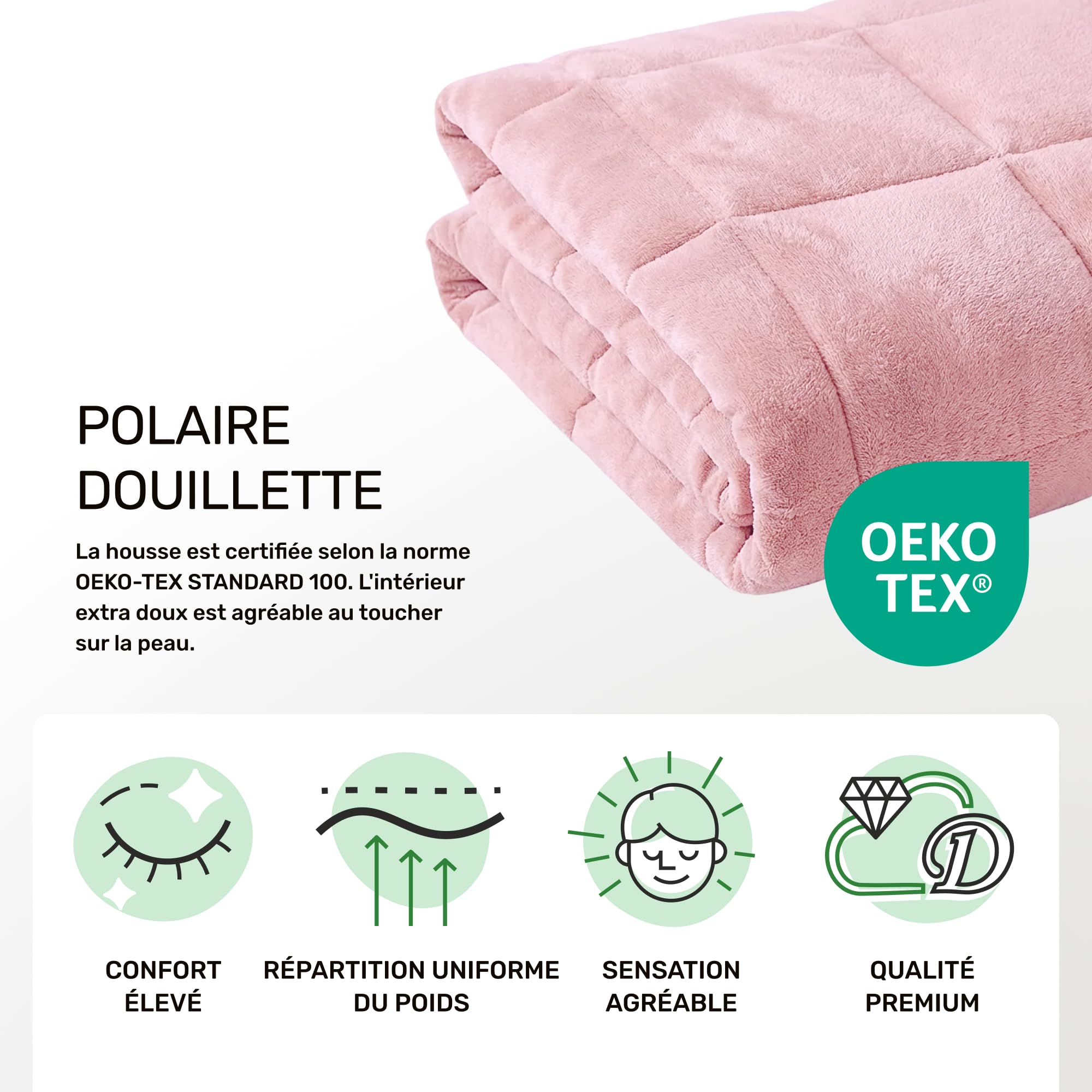 Dailydream Couverture Lestée Enfant | thérapeutique | 90x120 cm | 2,3 kg | Rose Douillet | 100% Coton | avec Perles de Verre | Couette pondérée | apaisante et relaxante | Poids corporel 20-35 kg