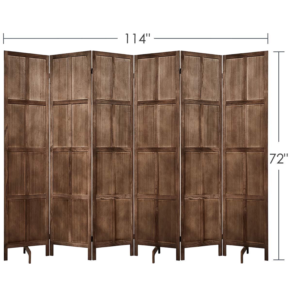RHF 5.6 Ft.Tall Room Divider with Stand,16" Each Panel,Rustic Folding Privacy Screens,Heavy Duty