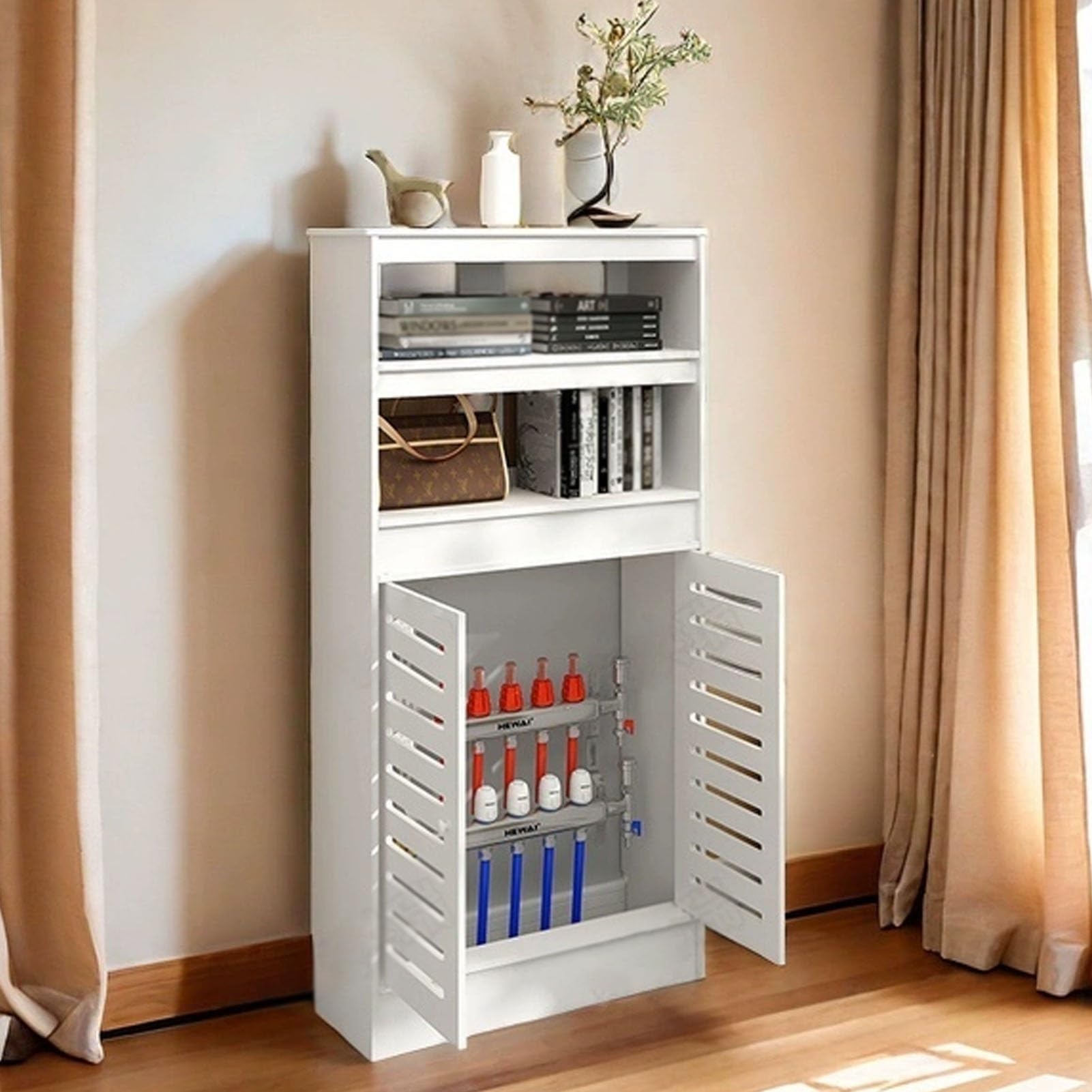 Meuble cache-radiateur en bois noble et buffet décoratif chic