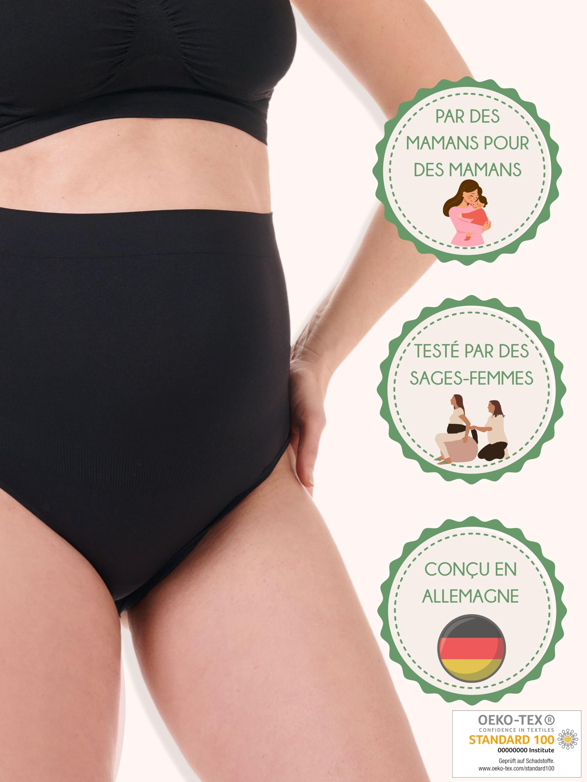 Herzmutter Culotte Grossesse - Slip pour Le Ventre - sous-vêtements Maternité - Contrôle Ventre - Taille Haut - sans Couture - Femmes Enceintes - Extensible - Lot de 2 & 3-5830