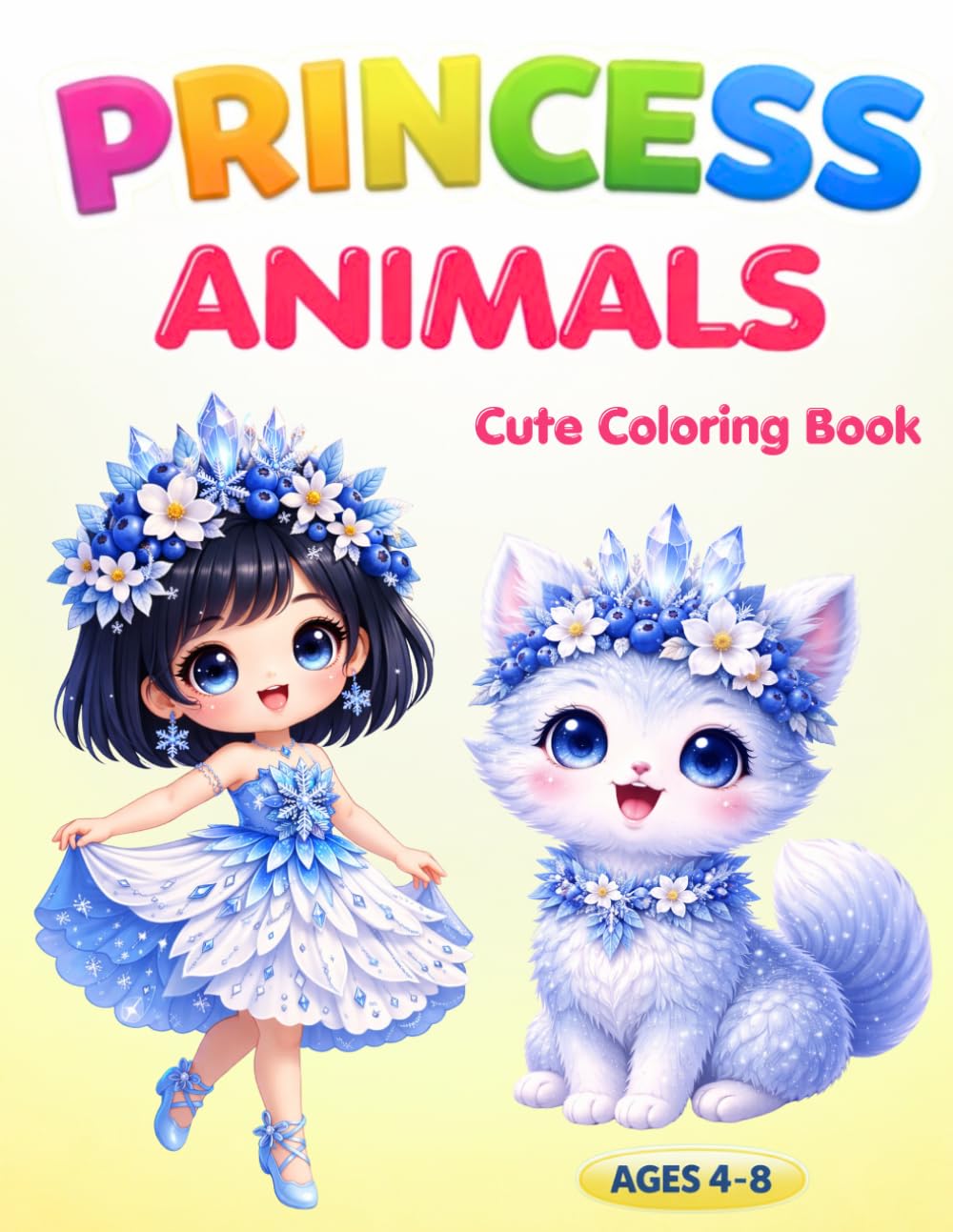 Princess Animals: Cute Coloring Book for Kids with 37 Adorable Fruit & Veggie Animal Friends