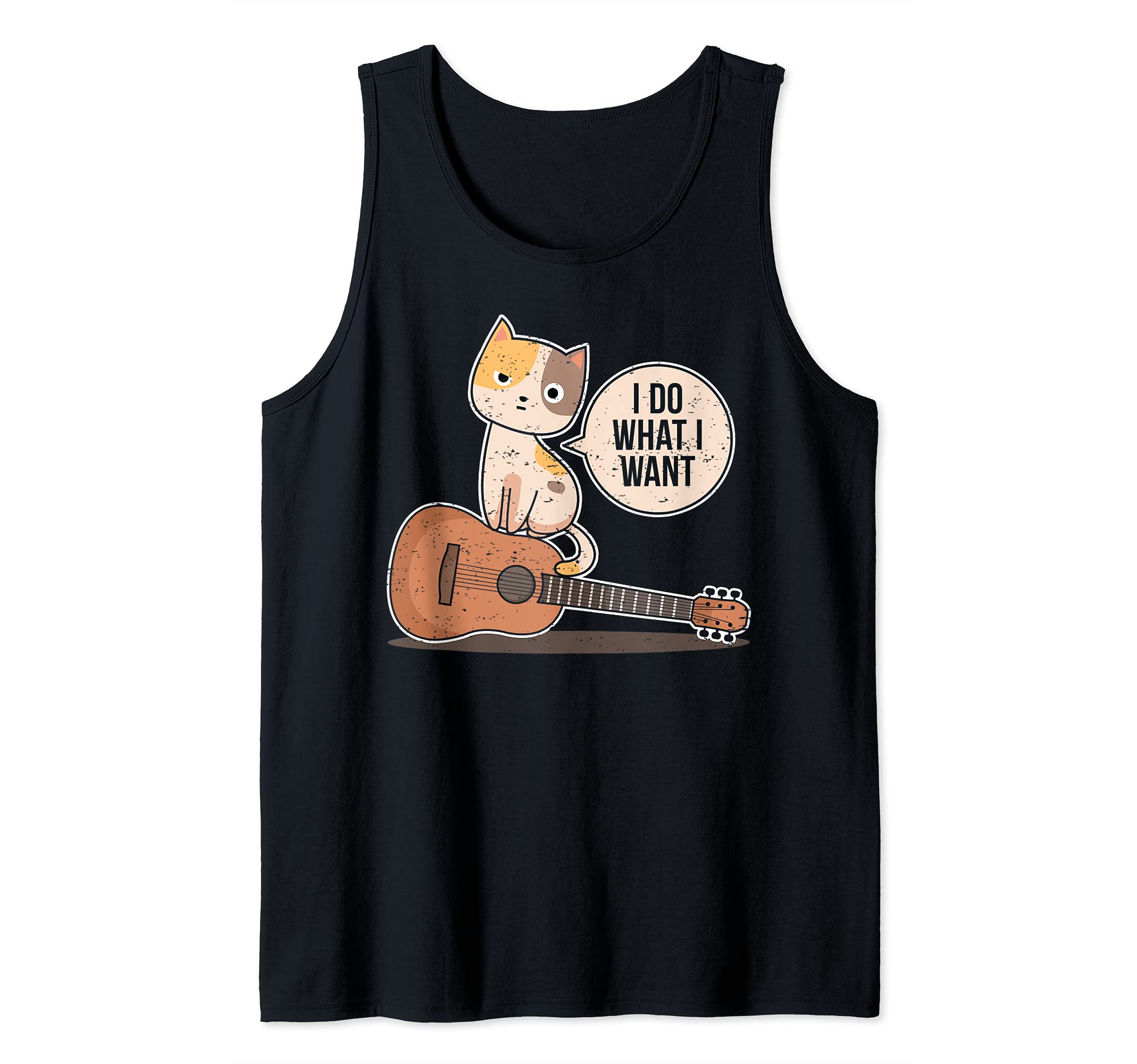 Funny Guitar Player Saying Guitarist Cute Cat What I Want Tank Top, Black