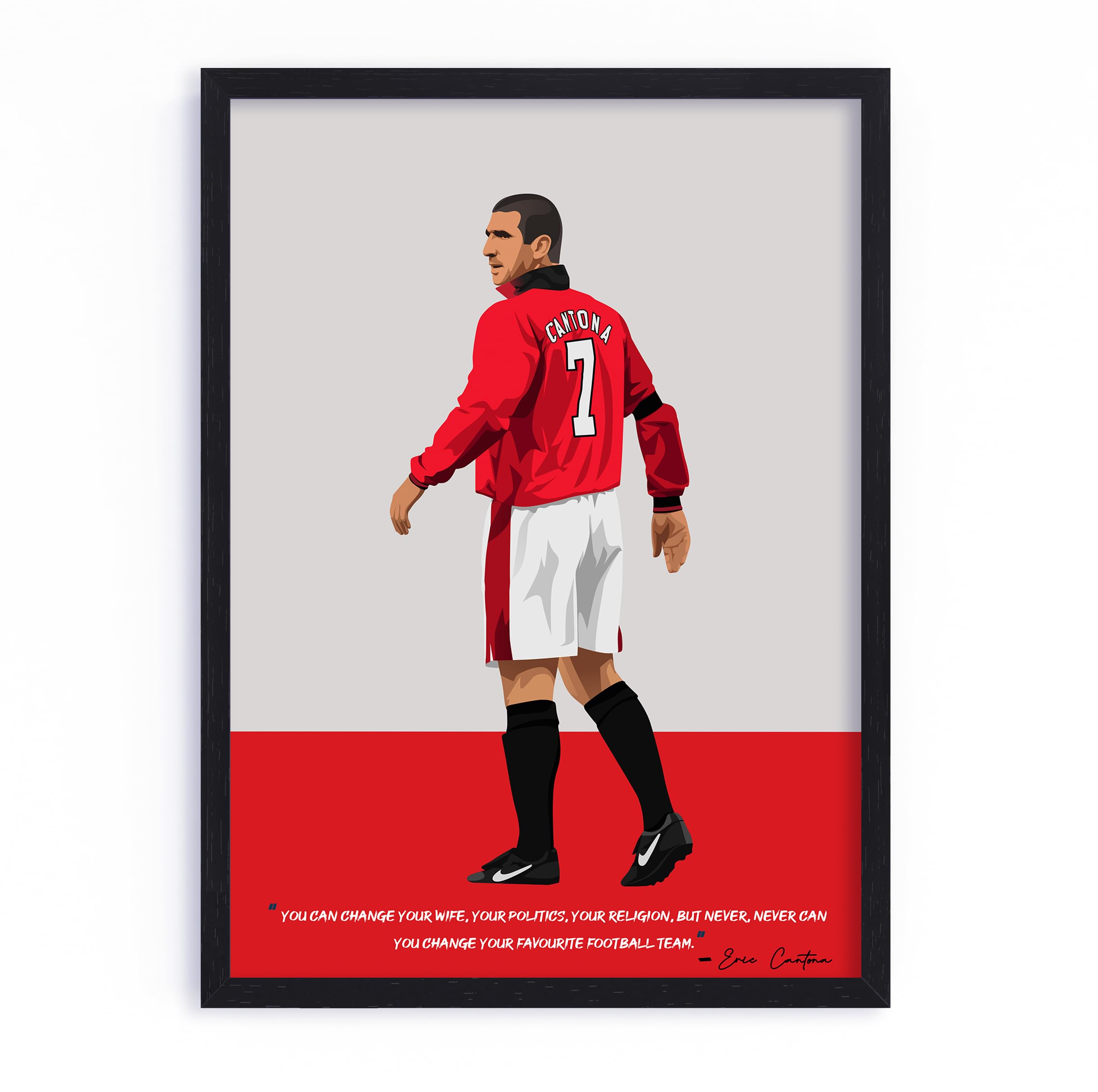 QUOTE - UNQUOTE ART Manchester United Framed Poster - Eric Cantona 9x11 inches - Black Frame