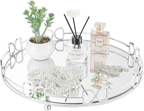 Bandeja de tocador para perfume Bandeja de perfume de vidrio extra grande Tamaño 15.75 pulgadas × 15.75 pulgadas × 2.52 pulgadas bandejas de perfume