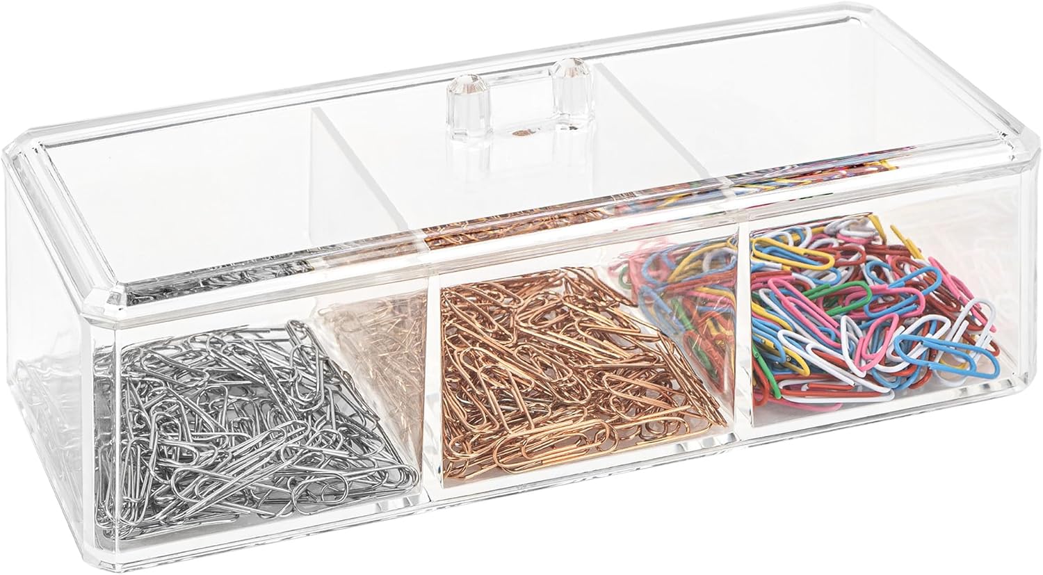 GlobleGarden Paper Clip Holder, 3 Compartments Binder Clip