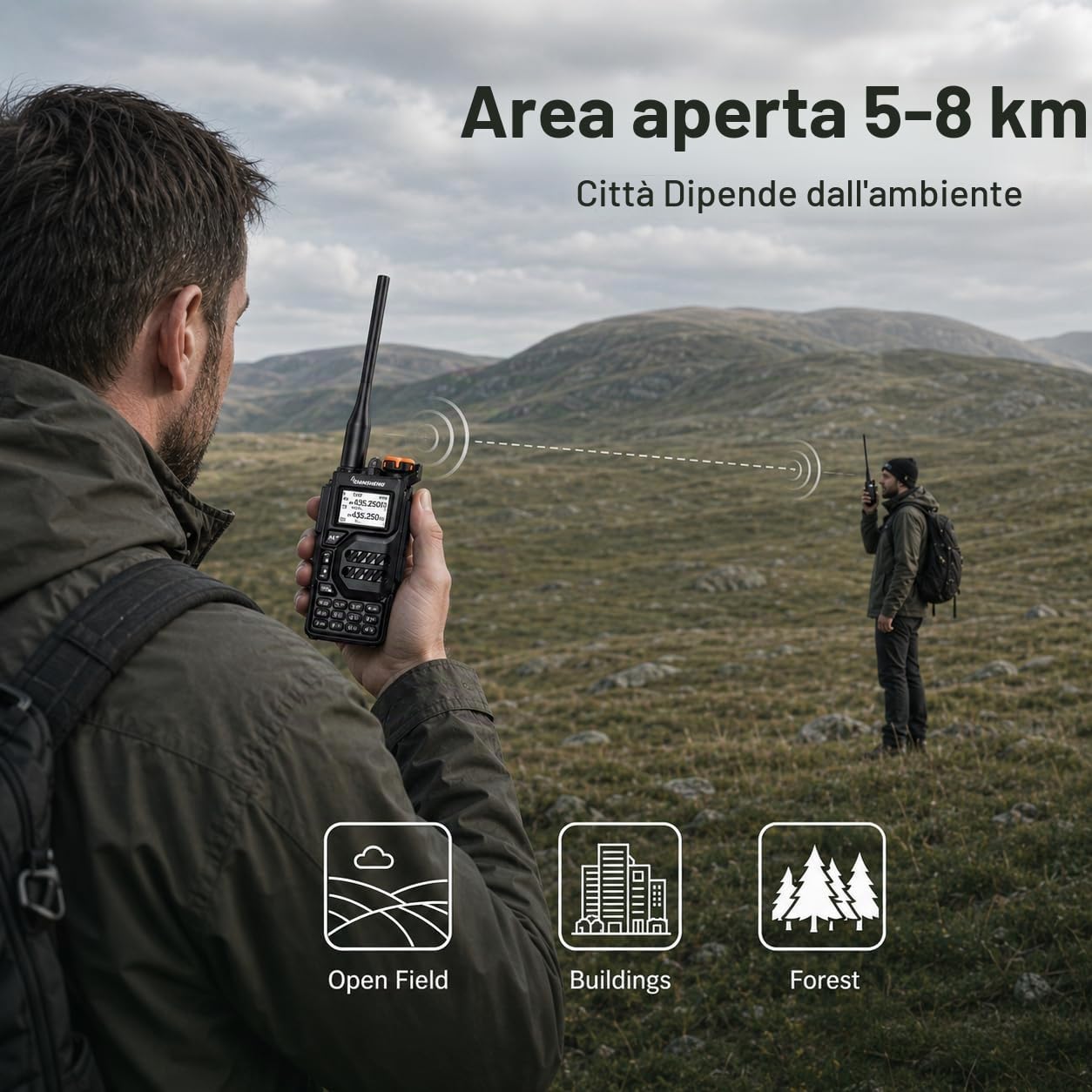 QUANSHENG Walkie Talkie UV-K5 Professionali Radio，200 Canali CTCSS/DCS Walkie Talkie Professionali con Auricolare，Ricetrasmettitore a Lungo Raggio Adatte per Attività all'aperto,Ciclismo,Cantieri