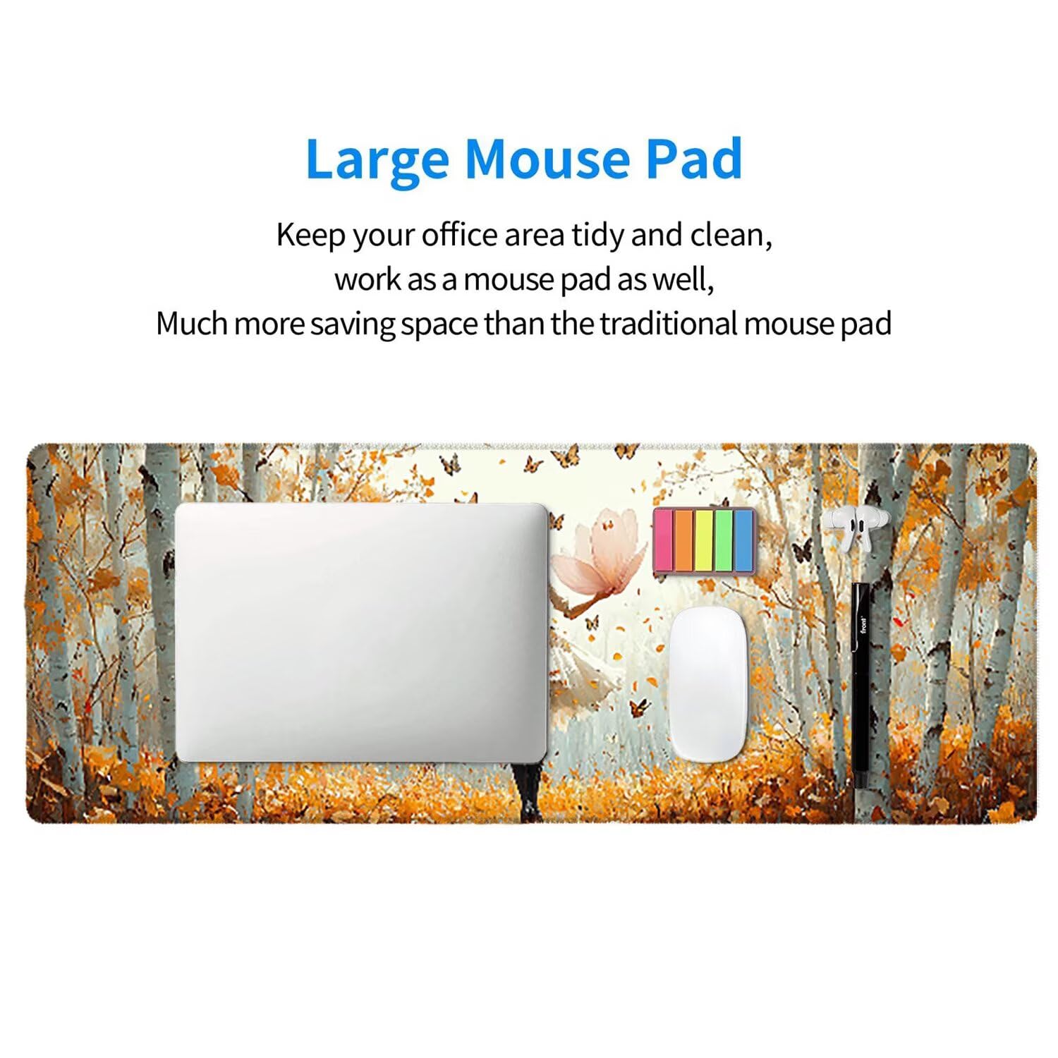 Tappetino per Mouse XXL 1400 x 600 mm Tappetino Mouse Gaming Grande, Mousepad con Base in Gomma Antiscivolo, Tappeto per Tavolo da Gaming per Mouse e Tastiera, Accessori PC (ragazza bosco) u-695