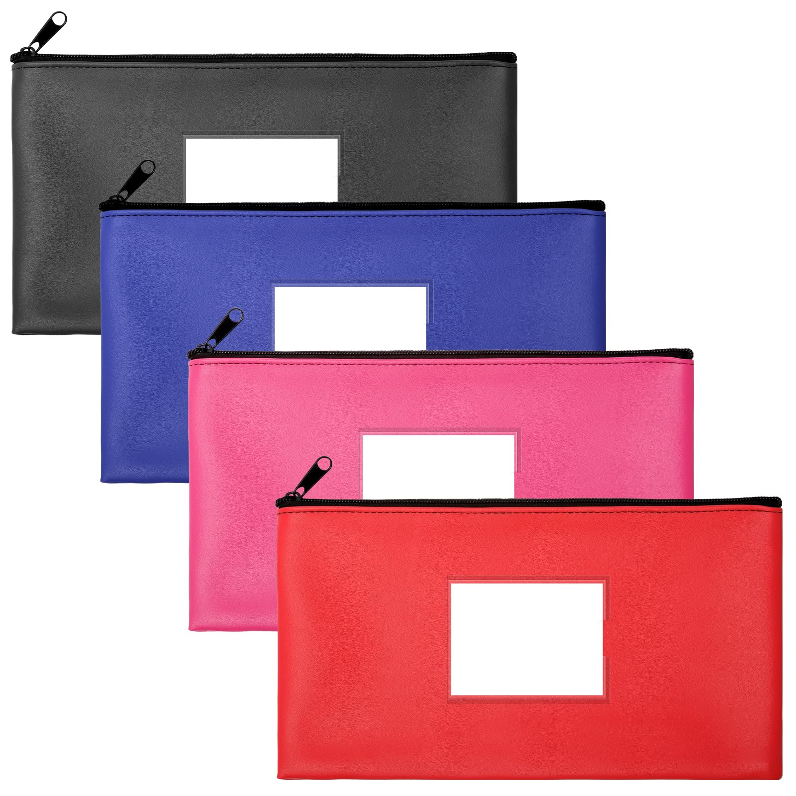 Bolsa para Guardar Dinero con Cremallera 28x16cm PU Cuero Impermeable para Billetes y Pasaportes