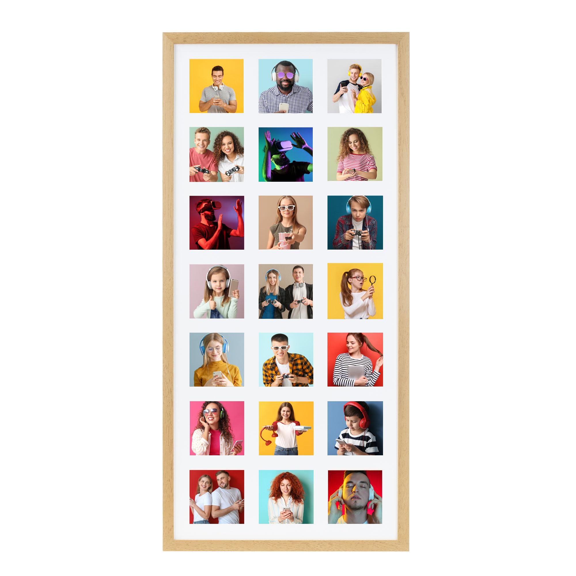 Boldon Framing Photo Frames Multiple Pictures Oak Collage Photo Frame for 21 4x4 photos -Large Multi Picture Frames for Wall Hanging - Neatly Display Lots of Photos In One Picture Frame