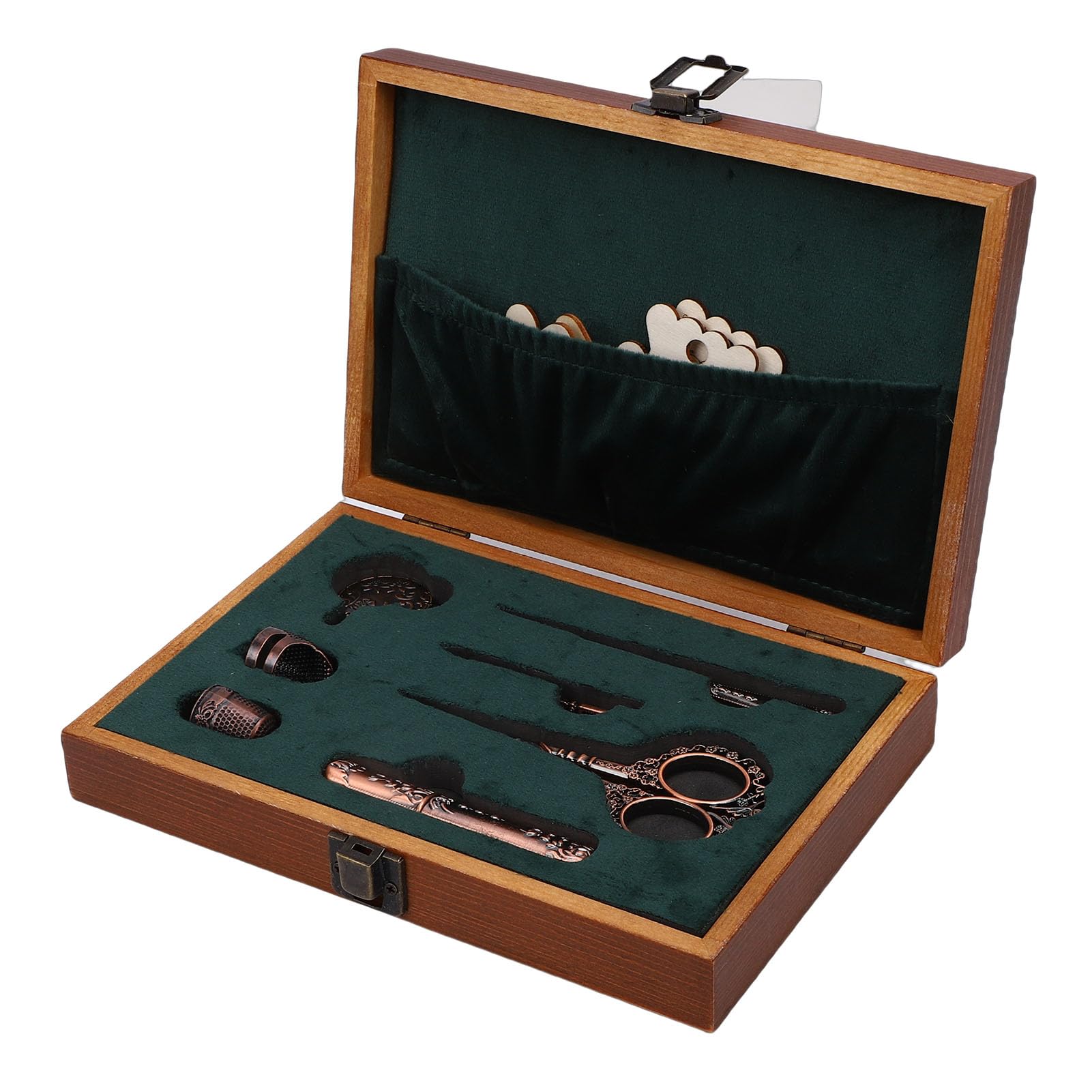 Cosiki Vintage-Stickscheren-Set, Antikes Nähnadel-Set, Bastel-Aufbewahrungsbox mit Fadenschneider und Zubehör, Ideal Zum Nähen, Stricken und Basteln