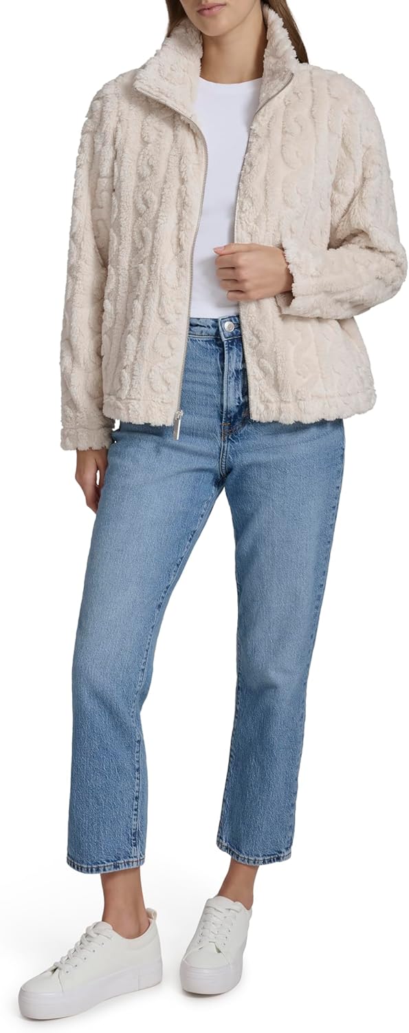 Andrew Marc womens Quilted Design Front Pockets Cable Knit Jacket - Image 2