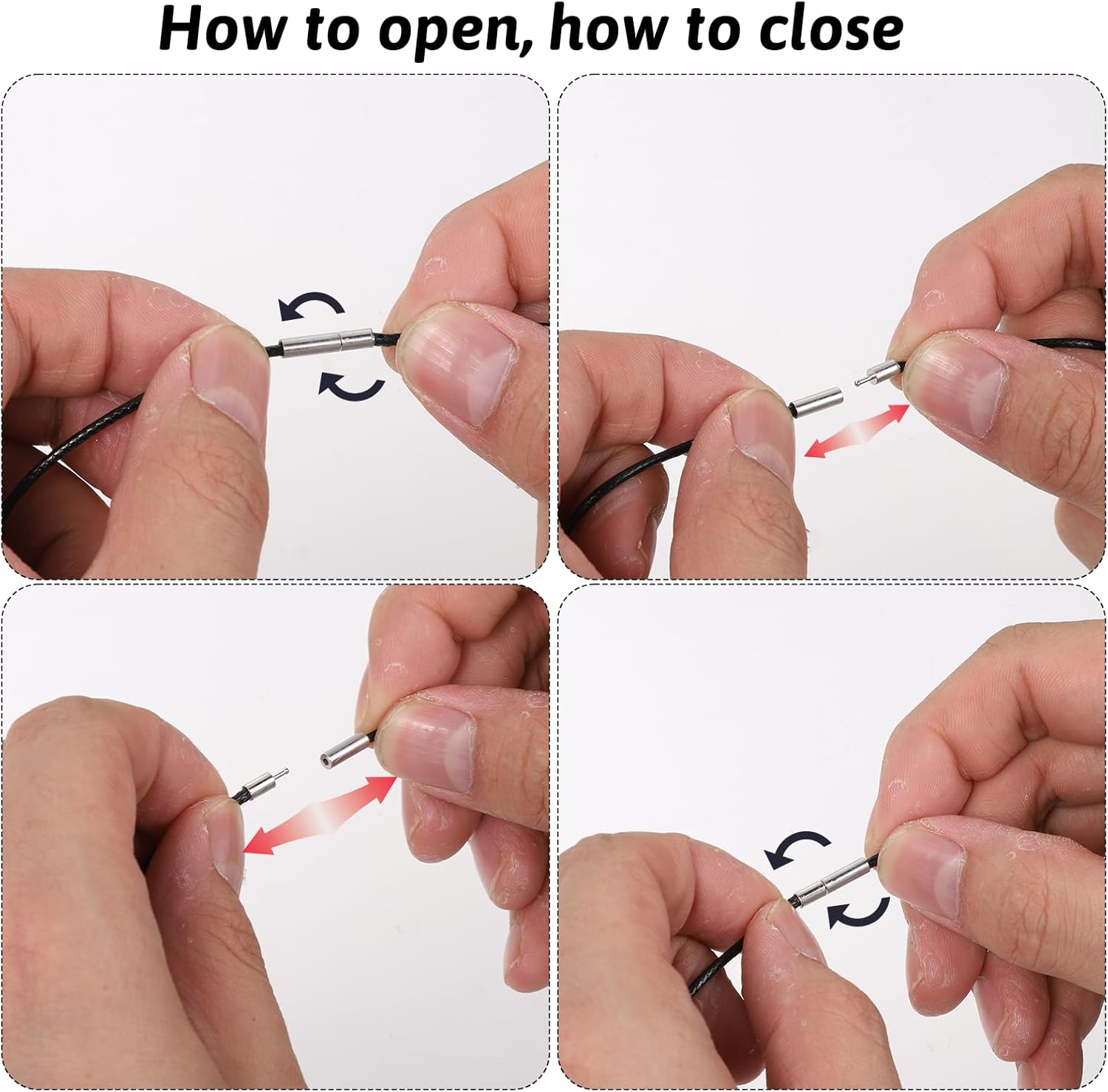 6 Pcs Black Cord Necklace, Braided Leather Necklaces, Leather Necklace Cord with Clasp for Men Women, 16 18 20 22 24 32 Inches for Pendant Rope Chain, DIY Jewelry Making - Image 7