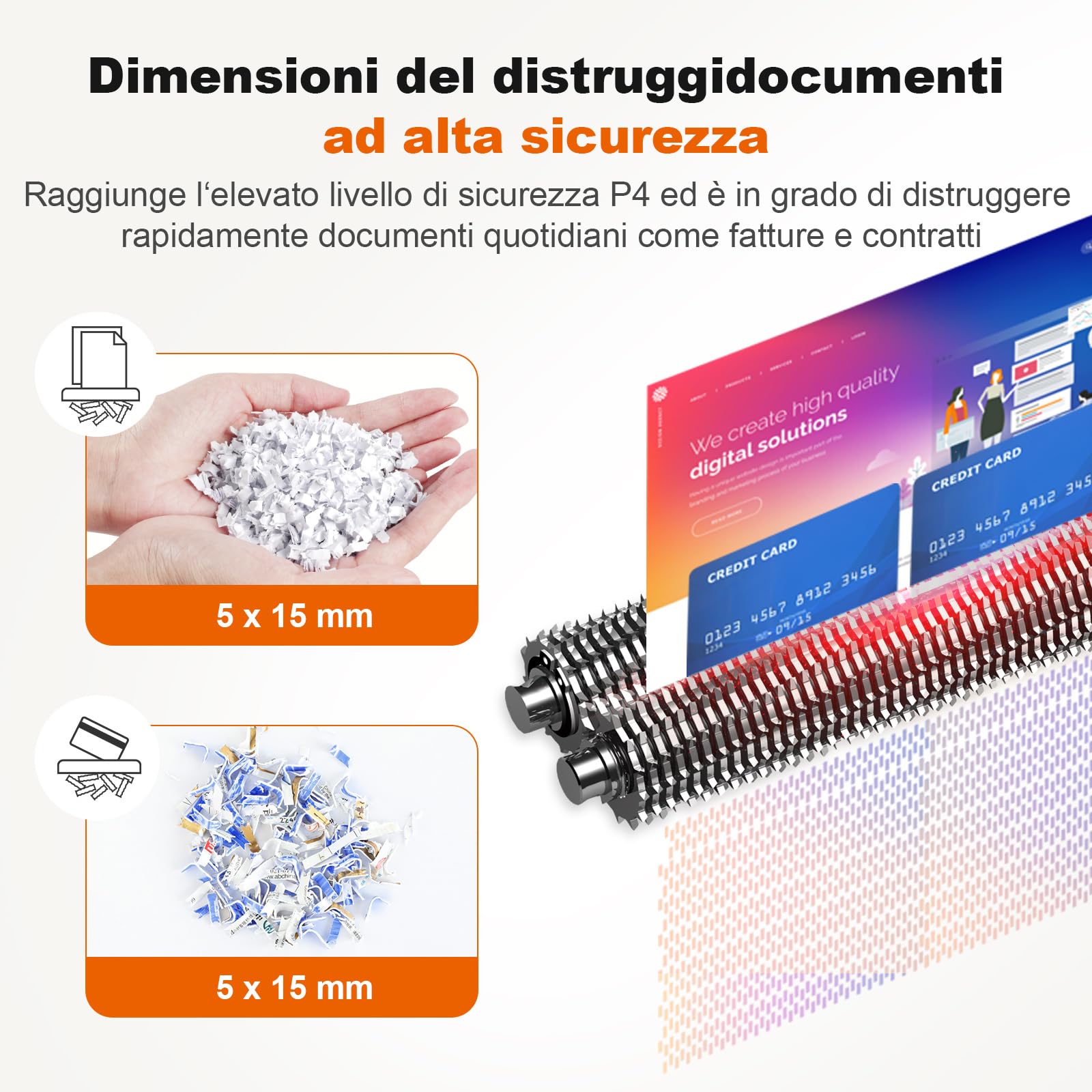 Bonsaii Distruggidocumenti, Taglio a Croce 6 Fogli (A5), Alta Sicurezza P-4 con Cestino 6L, per Carta, Carte di Credito, Graffette & Punti Metallici, C292-A