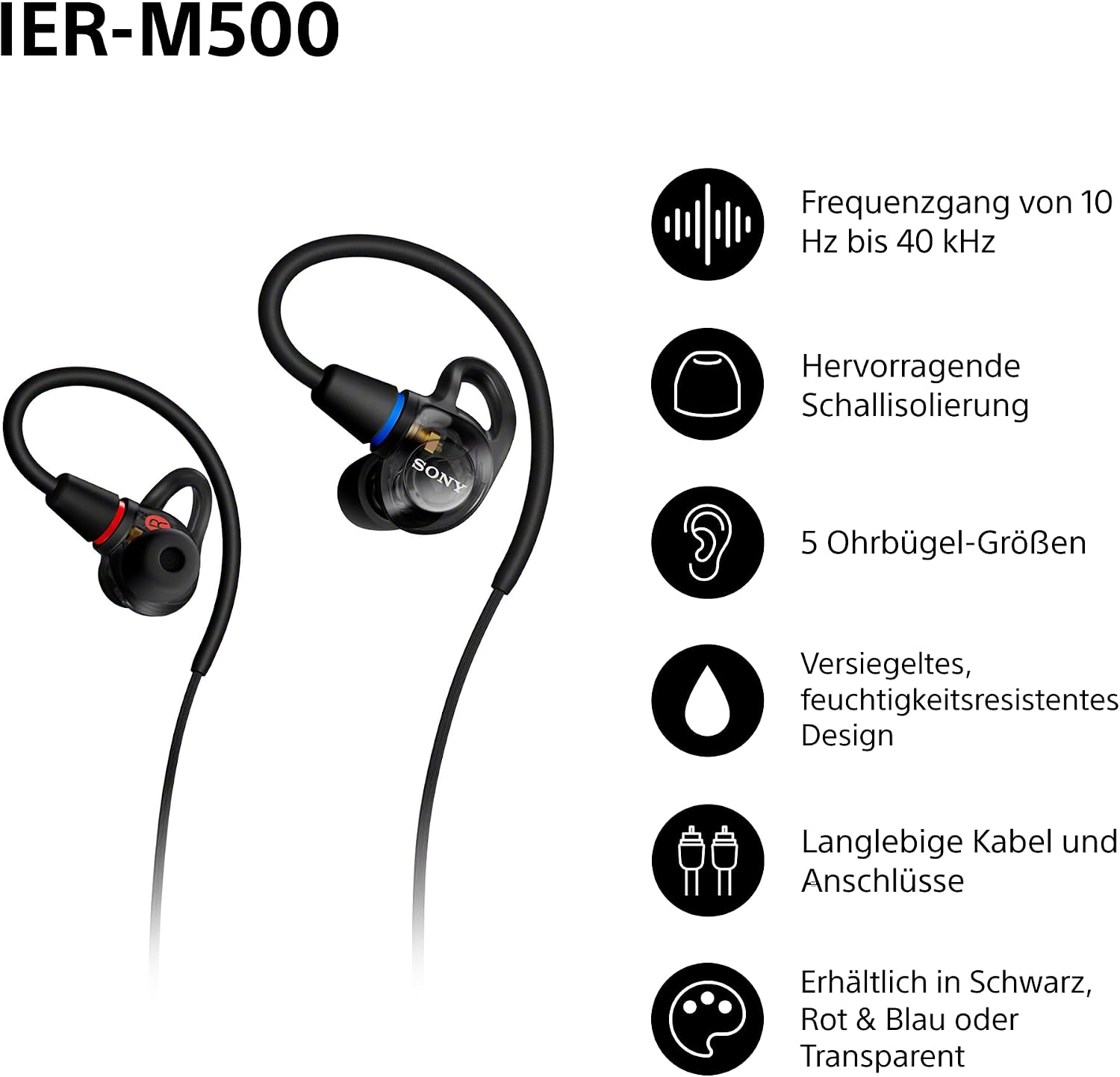 Sony IER-M500 Professionelle Kabelgebundene In-Ear-Monitore - Détails et caractéristiques