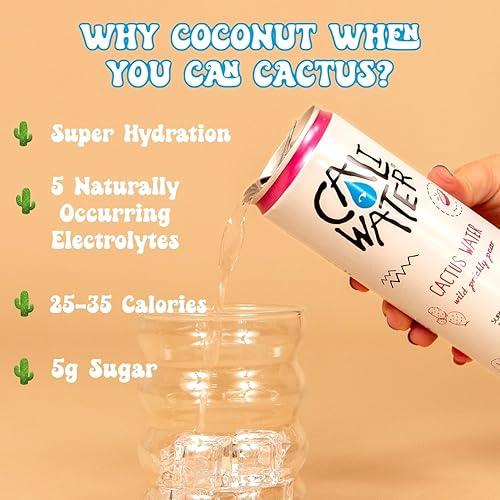 Miniatura 6 de Caliwater - Agua orgánica de cactus Nopal con antioxidantes raros + electrolitos para hidratación y recuperación, a base de plantas, sin OMG, sin