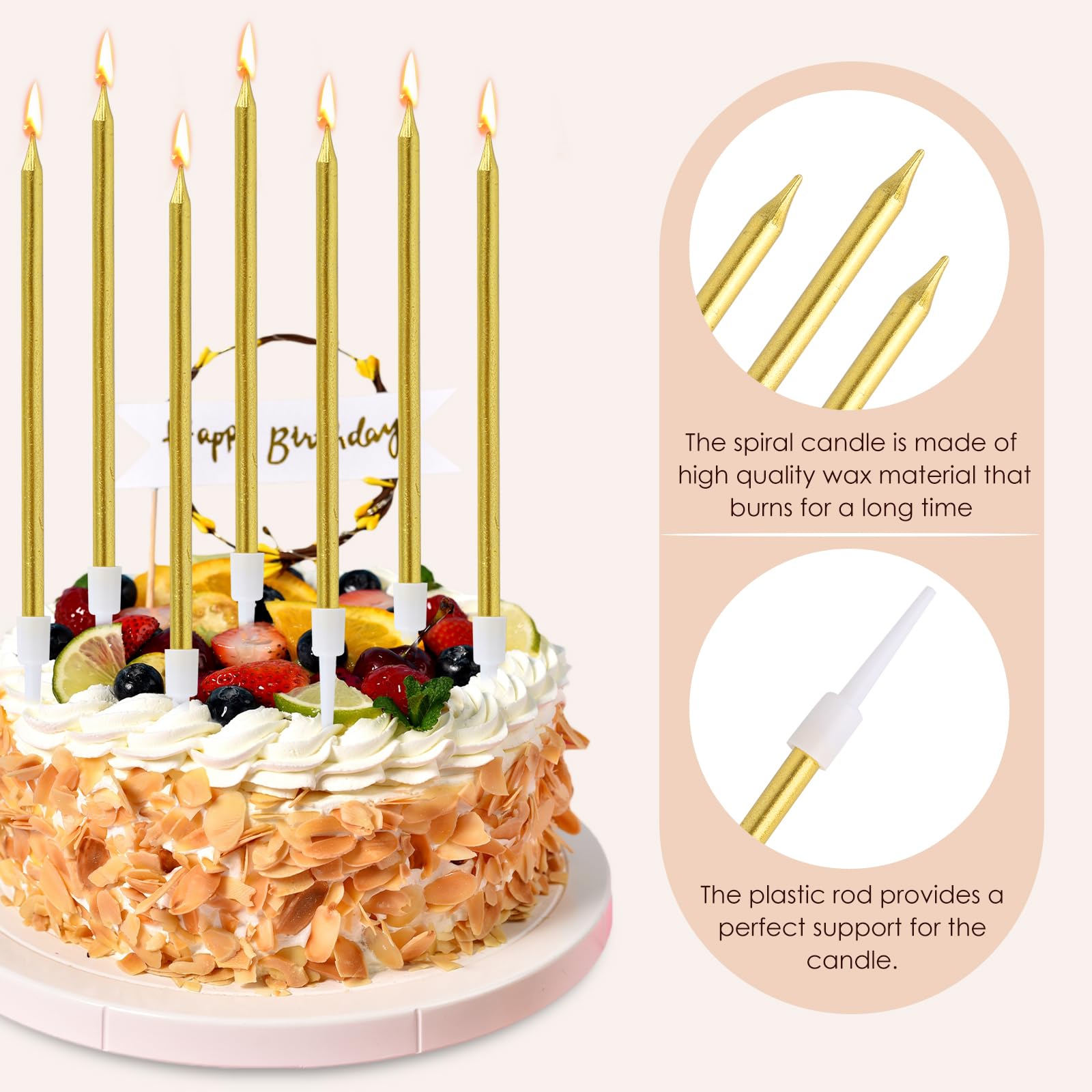 Candela Compleanno 36 Candeline Compleanno A Spirale Oro - 16.5cm Con  Supporto Per Torte Candele Dorate, image size:1600x1600