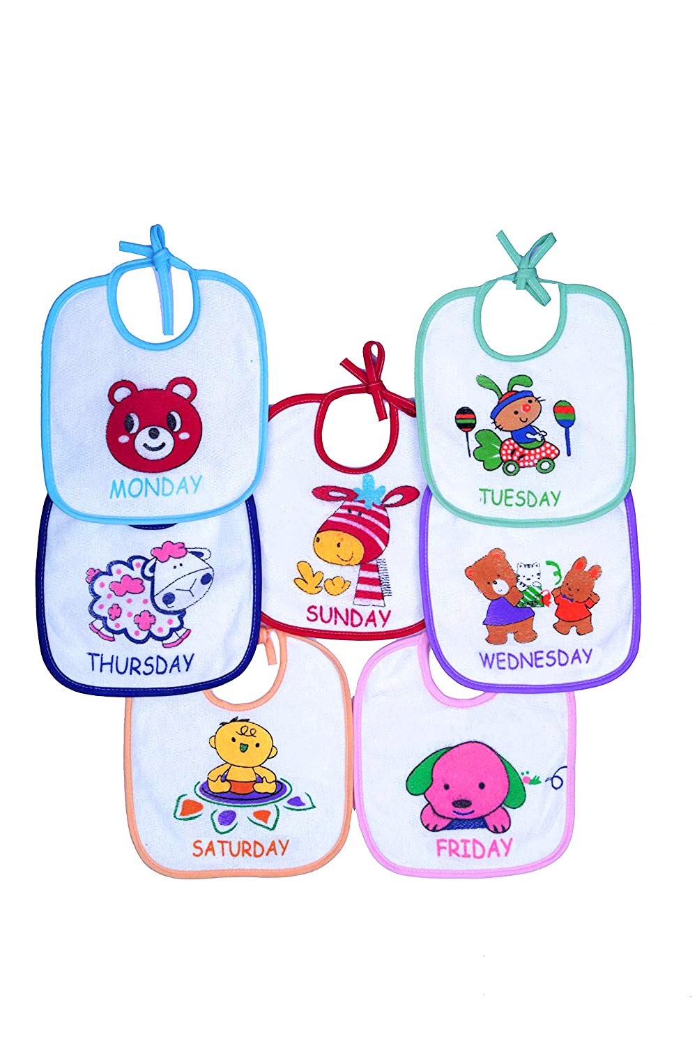 Double Layered Beautiful Attractive Designs Monday To Sunday Everyday Cotton Bibs Waterproof Aprons For Toddlers/Infants/New Born I Age 0 to 24 Months