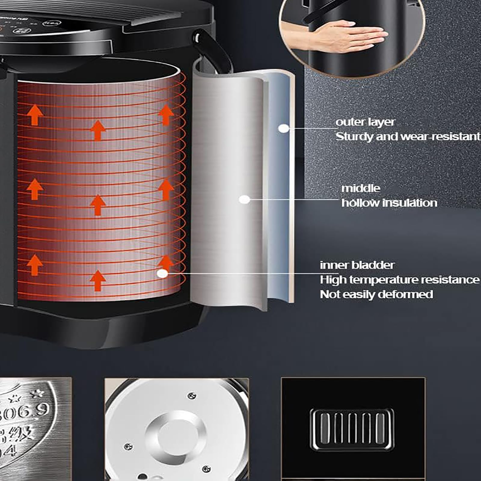 Dispensador instantáneo de agua caliente – Dispensador de agua de filtro frío/caliente de 5 litros con bloqueo infantil de seguridad, 6 ajustes de temperatura, 3 opciones de dispensación, temporizador