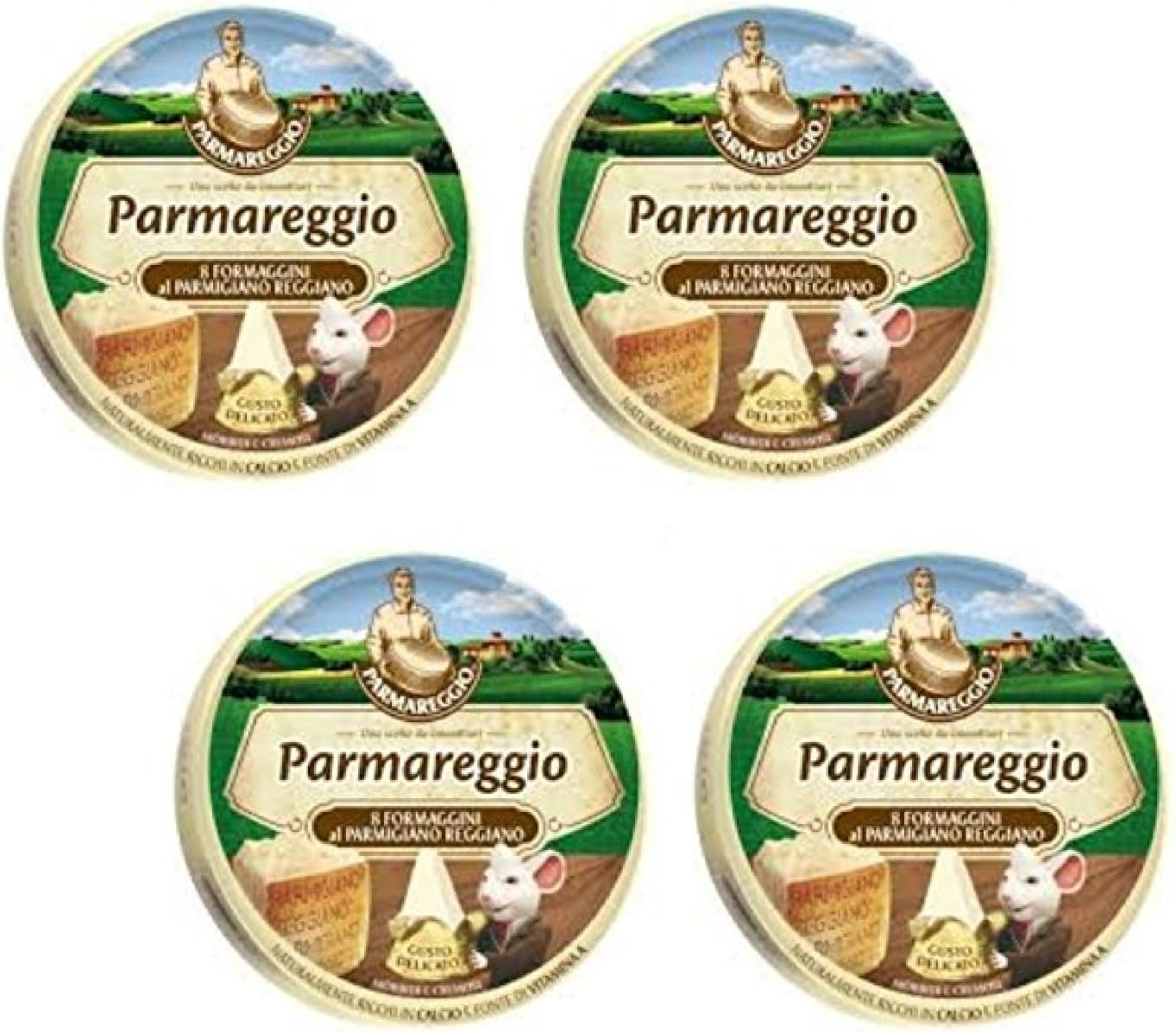 "8 Formaggini al Parmigiano Reggiano", Parmesan Cheese Melted * 4.9 Fluid Ounce (140ml) Packages (Pack of 4) * [ Italian Import ]