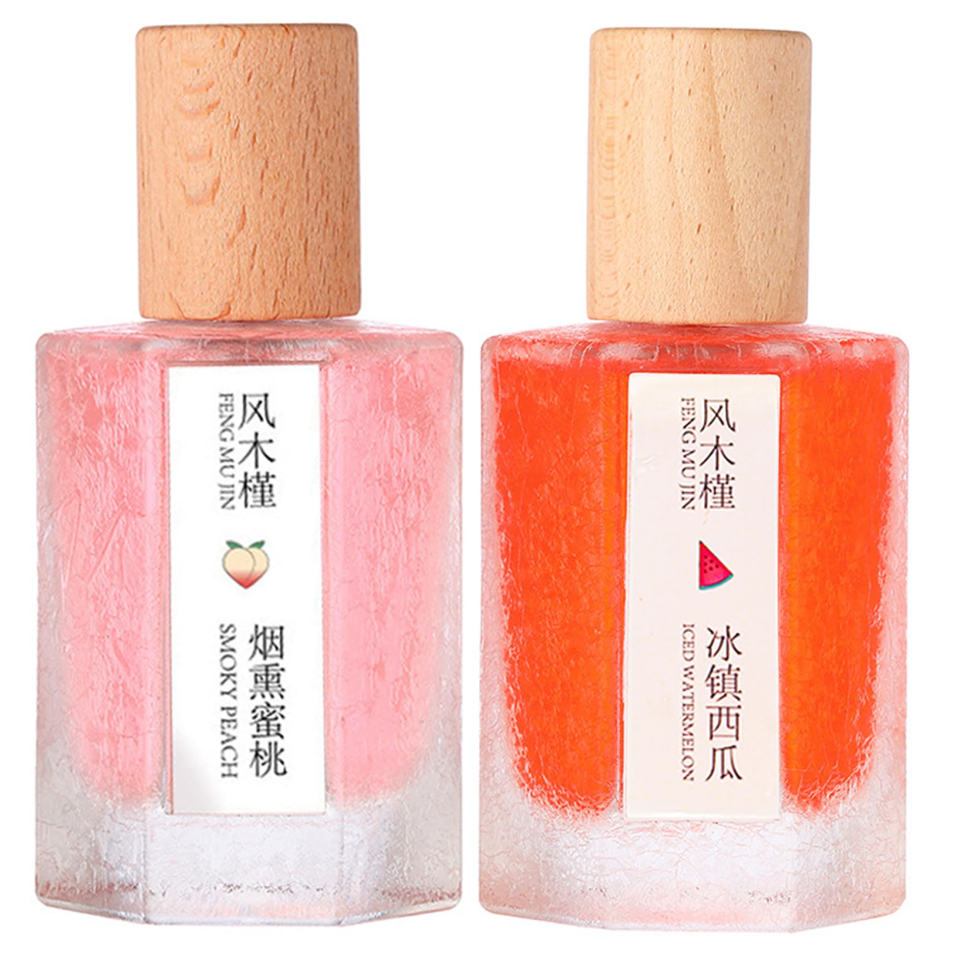 Temeemeg Peach Perfume 2Pcs 50ml Chilled Watermelon Smoky Peach Perfume Long Lasting Refresh Fruit Fragrance for Women and