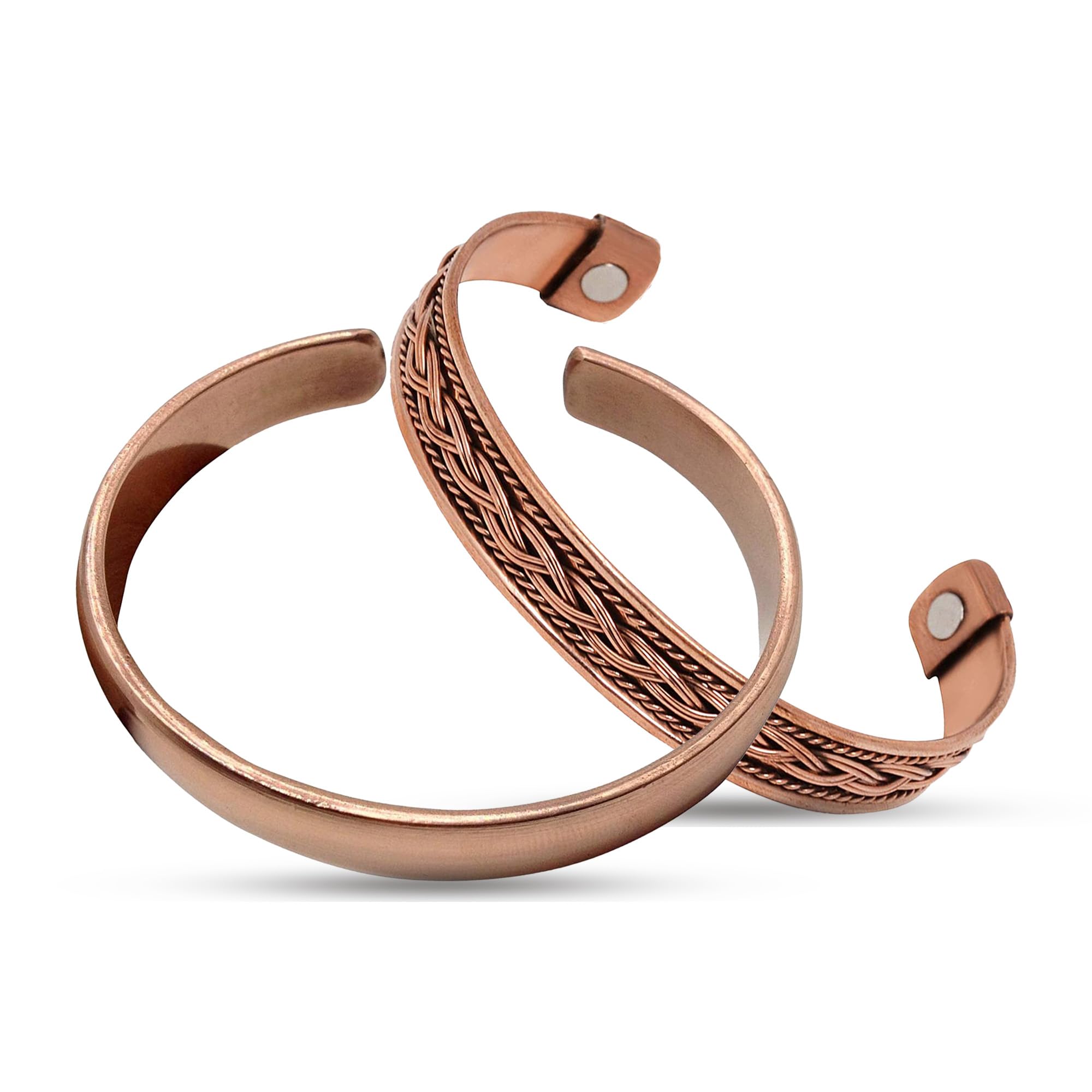 WC 100% puur koperen magnetische armband met 2 magneten