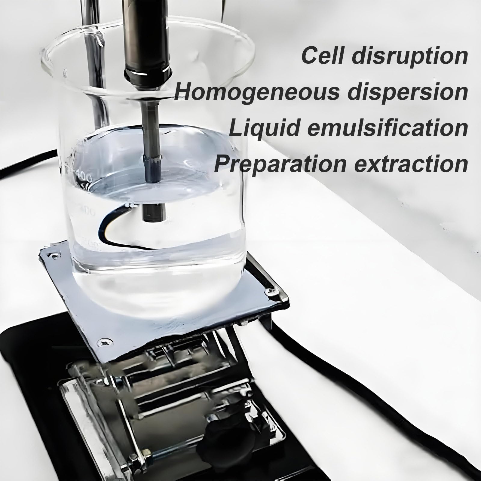Labor-Dispergier-Emulgator, digitaler Hand-Ultraschallhomogenisator für Labore,2 Betriebsmodi,Timer (1 Sek.–99 Std.), Hochgeschwindigkeitshomogenisator,Ultraschall-Disruptor-Mischer (800 W) 8mmprobe