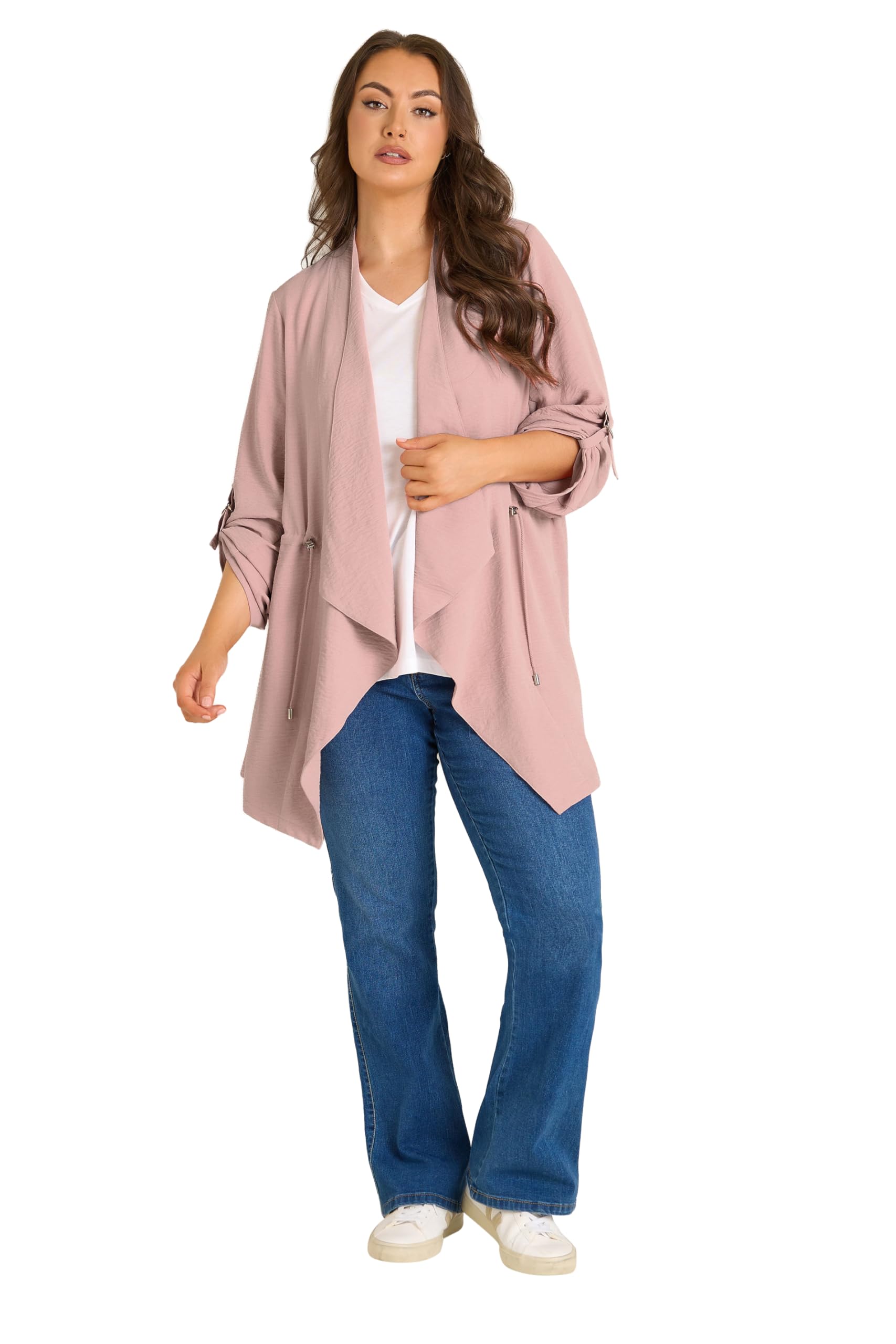 Evans Women's Light Pink Curve Pink Lightweight Waterfall Jacket - Plus Size Curve