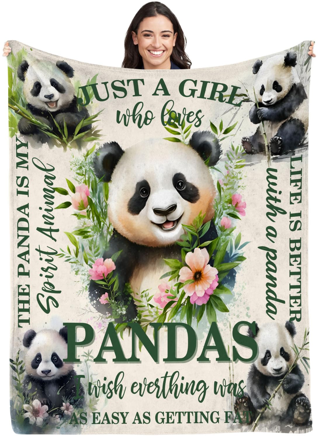 Panda Blanket for Panda Lover,50" x 60" Fleece Panda Throw Blanket for Couch Sofa Bed-image-31