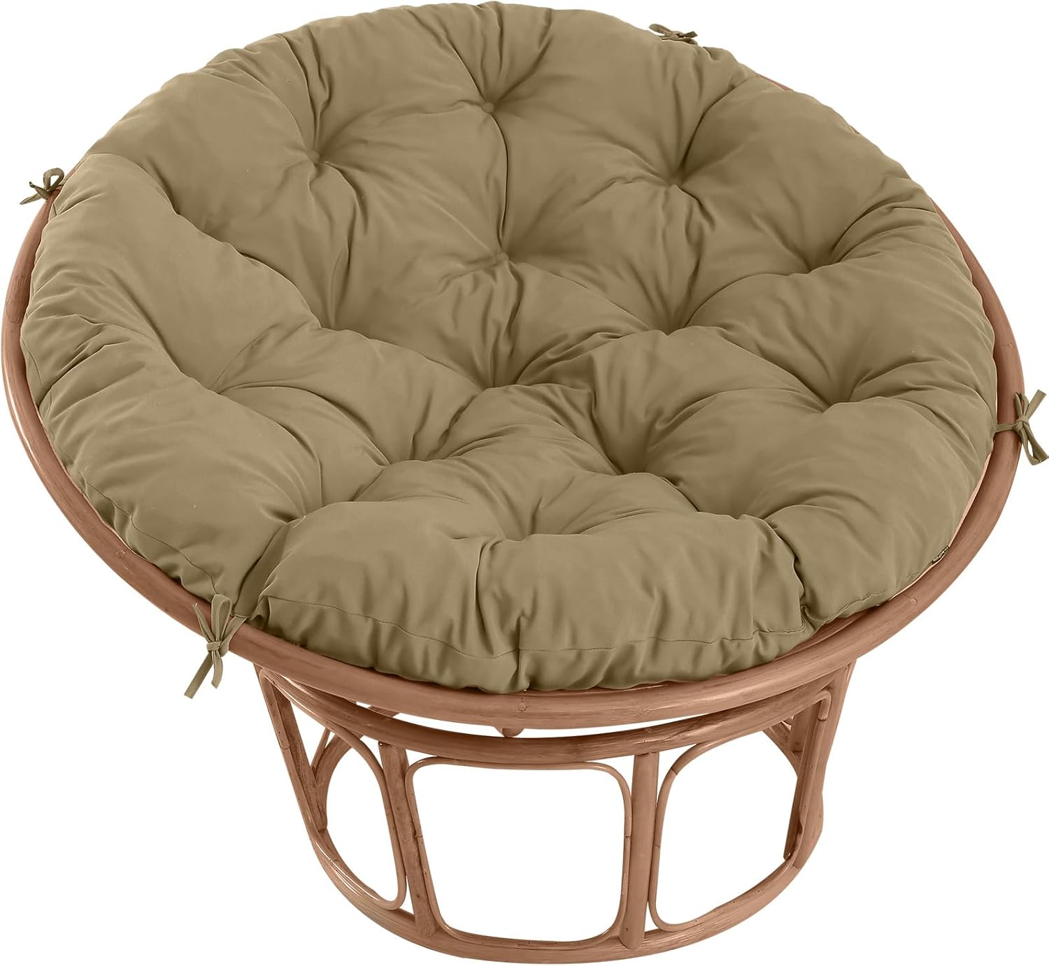Papasan Chair Cushion Outdoor, Round Papasan Cushion Indoor with Ties, Waterproof Circle Seat Pad for Porch Patio Garden, 45 in Antique Beige, Cushion Only Antique Beige 45 x 6 x 45 Inch