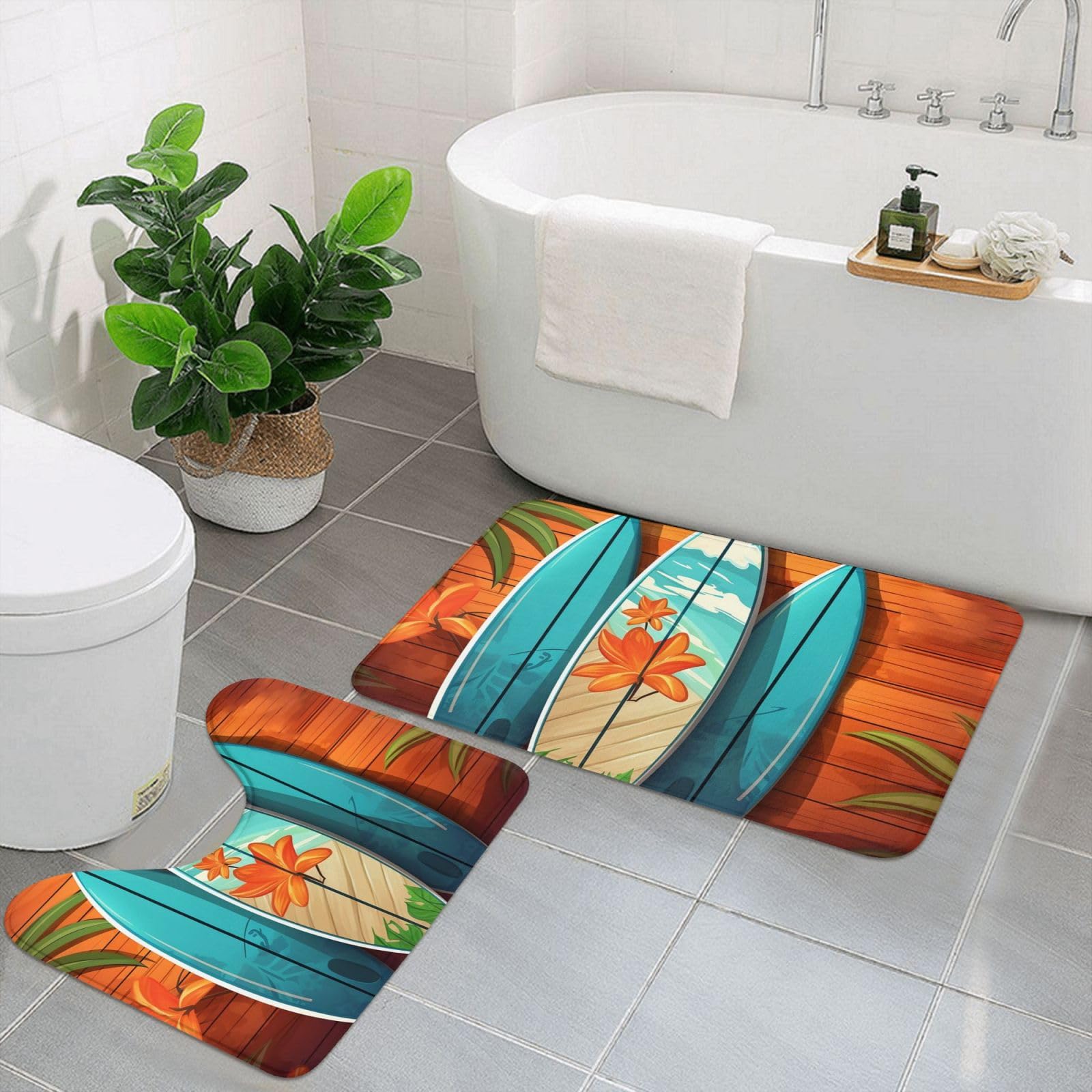 Tapis de bain antidérapant en microfibre absorbante style surf