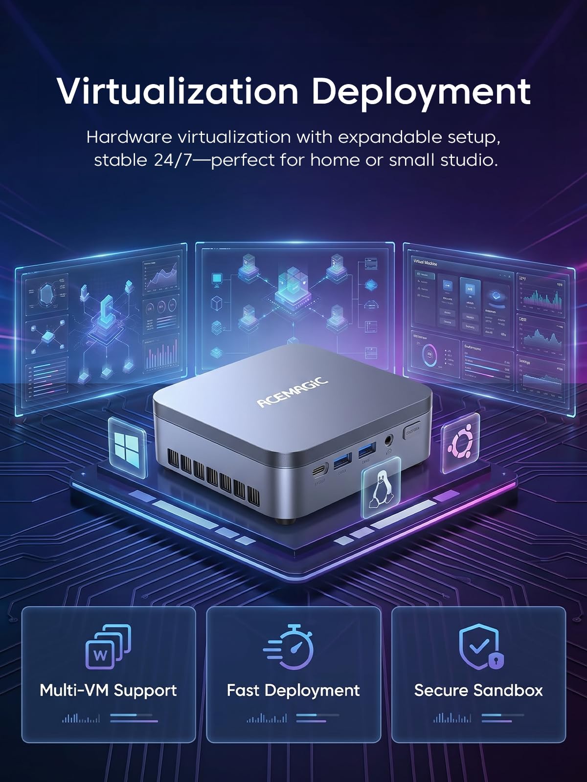ACEMAGIC Mini PC para jogos, Intel Core i5 14500HX 16GB RAM 512GB