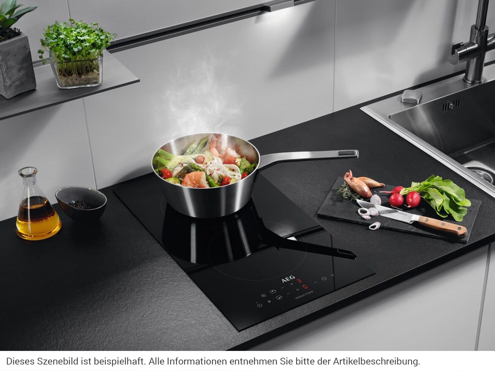 AEG IKB32300CB Autarkes Kochfeld Induktion, 30 cm, Aufliegend, 2 Kochzonen