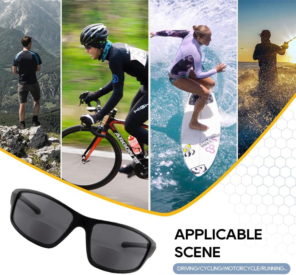 HIYANJN 2 Pack Bifocal Reading Sunglasses Men Outdoor Sport Fashion lightweight Full Frame Sun reader UV Protection - Image 6