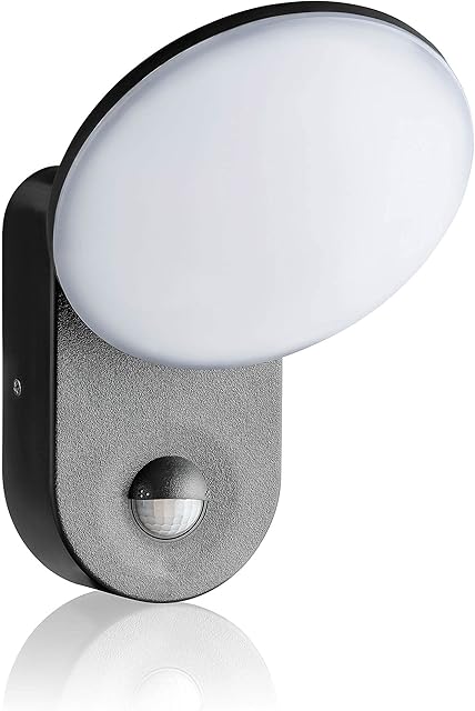 SEBSON® Outdoor Wall Light with Motion Sensor, Mains Powered, 15W 1300lm Cool White 6000K swivelling, IP65 LED Outside Light 9m / 140°