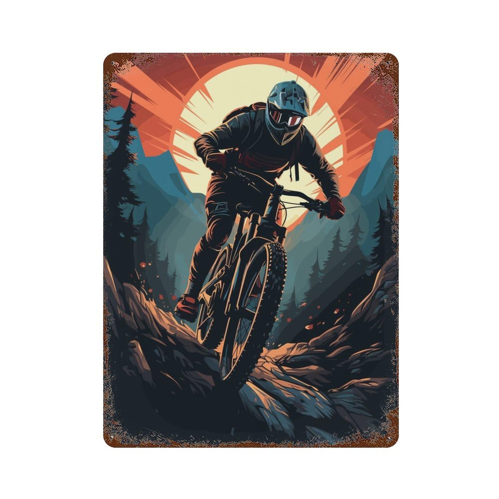 Mountainbike Mountainbiker Decorative Tin Sign 15.7"x11.8", for Bistro, Counter And Cafe Decor, Classic Wall Plaque