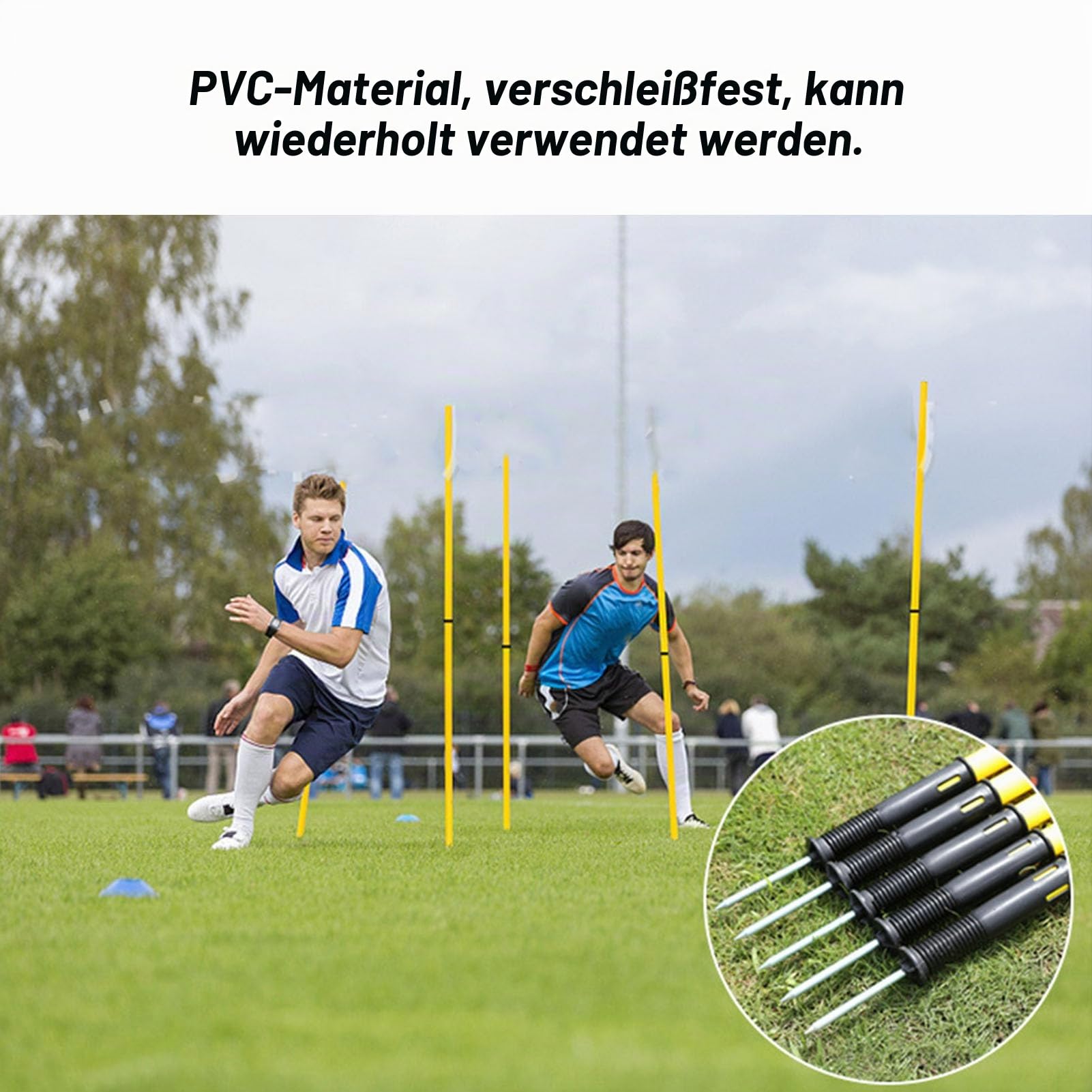 Gernie Fußball-Eckfahnen, 4 Stück Tragbare Agility-Stangen, 4,9 Fuß Große Fußballstangen für Geschwindigkeits- und Beweglichkeitstraining
