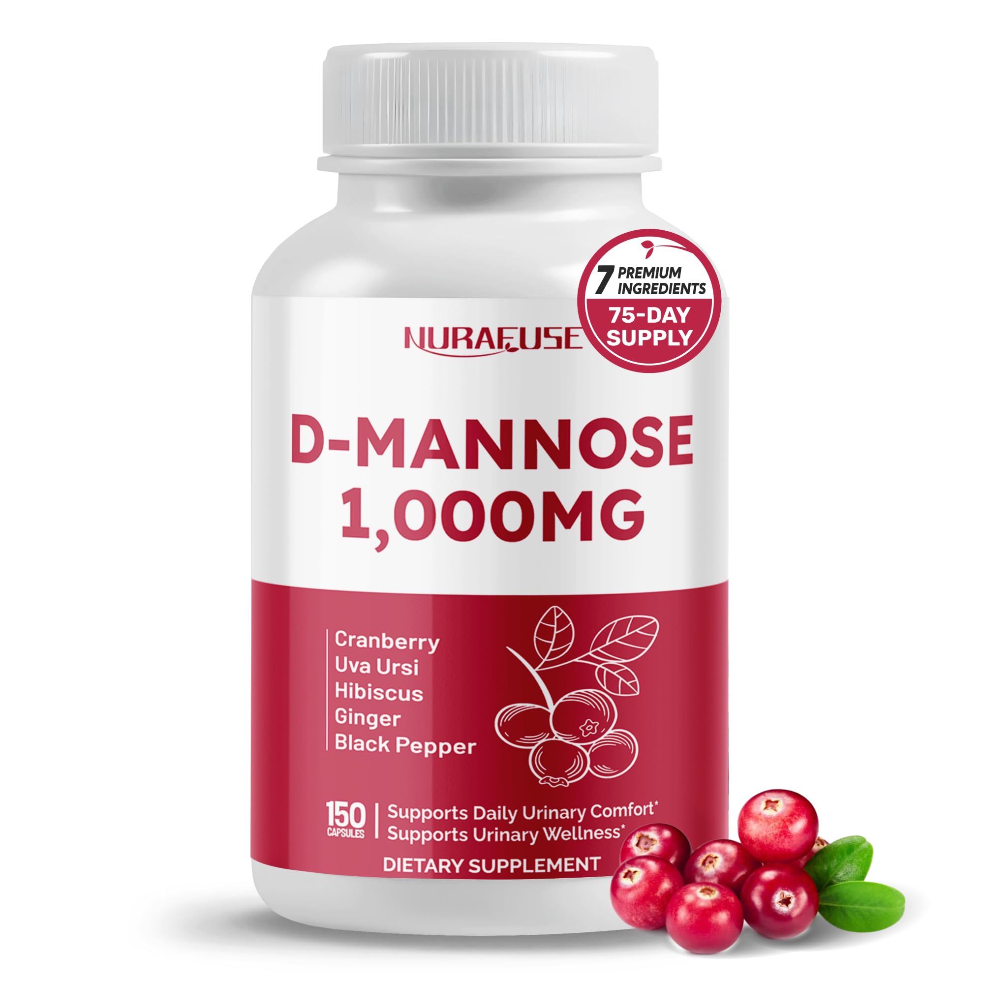 D-Mannose 7-in-1 Complex for Daily Urinary Wellness, 150 Capsules 150 count (pack of 1)