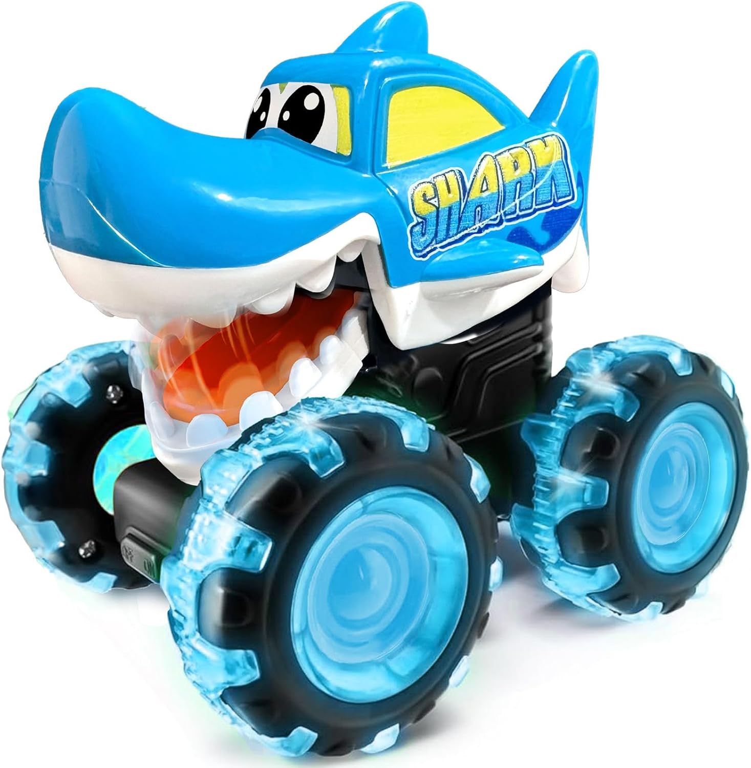 stargo - Shark Monster Truck Toy - Light Up Chomping Pull Back Truck - Press and Go Cars for Easter Basket Stuffers, Boy Birthday Gifts, Toys for Toddlers, Kids Ages 3-5 4-6 5-7 4-8