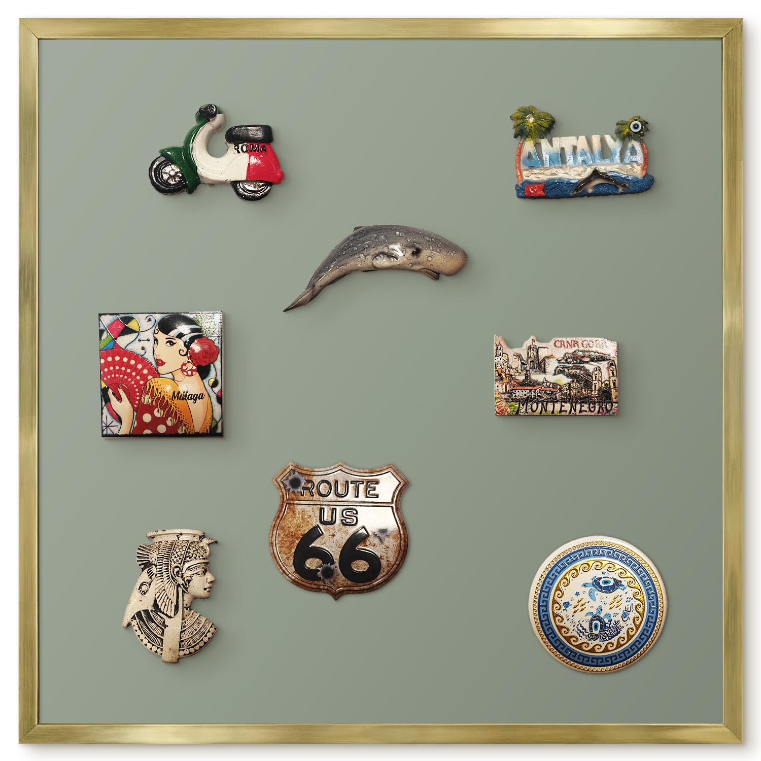 Planner Settimanale per Home Office 50x50 Saggio Cornice Oro | Bacheca Magnetica | Pannello Calamitato | da Parete | Organizer | Planning Ufficio | Calamite | Porta Foto | Lista Spesa