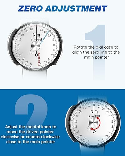 Miniatura 5 de NEWTRY Llave dinamométrica de dial, llave dinamométrica indicadora de dial de 0.3-3N.m con juego de enchufes (0.157-0.551 in), medidor de par de