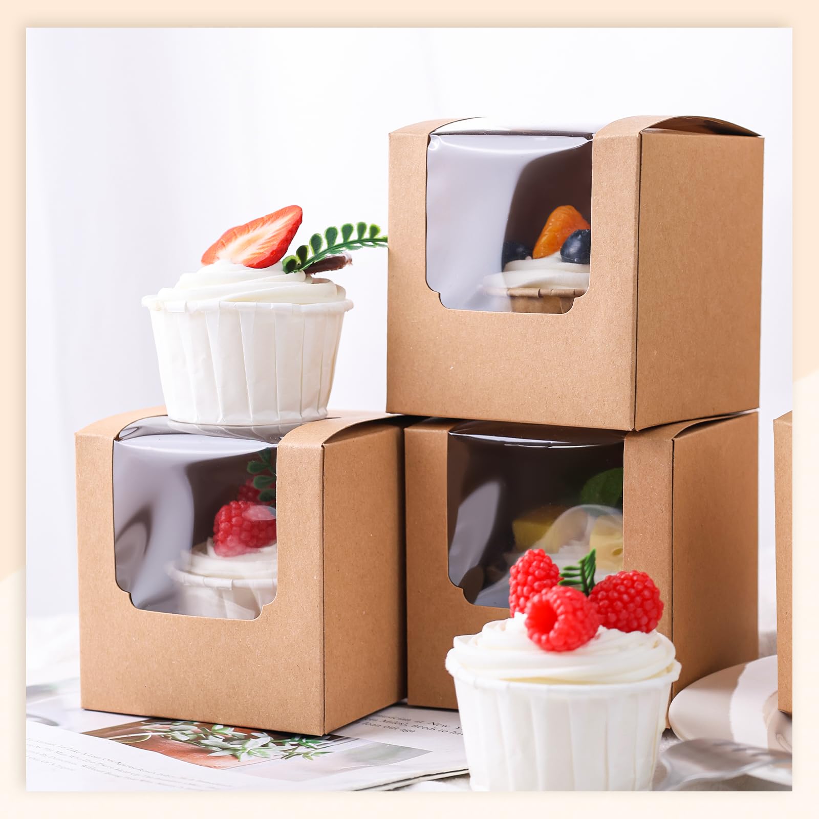 Amazon｜TOXOY カップケーキボックス 60個 3.5インチx3.5インチ